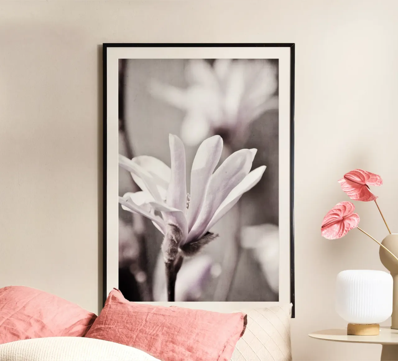 Sternmagnolien poster con telaio in alluminio da Visuelle Poesie am Wegesrand