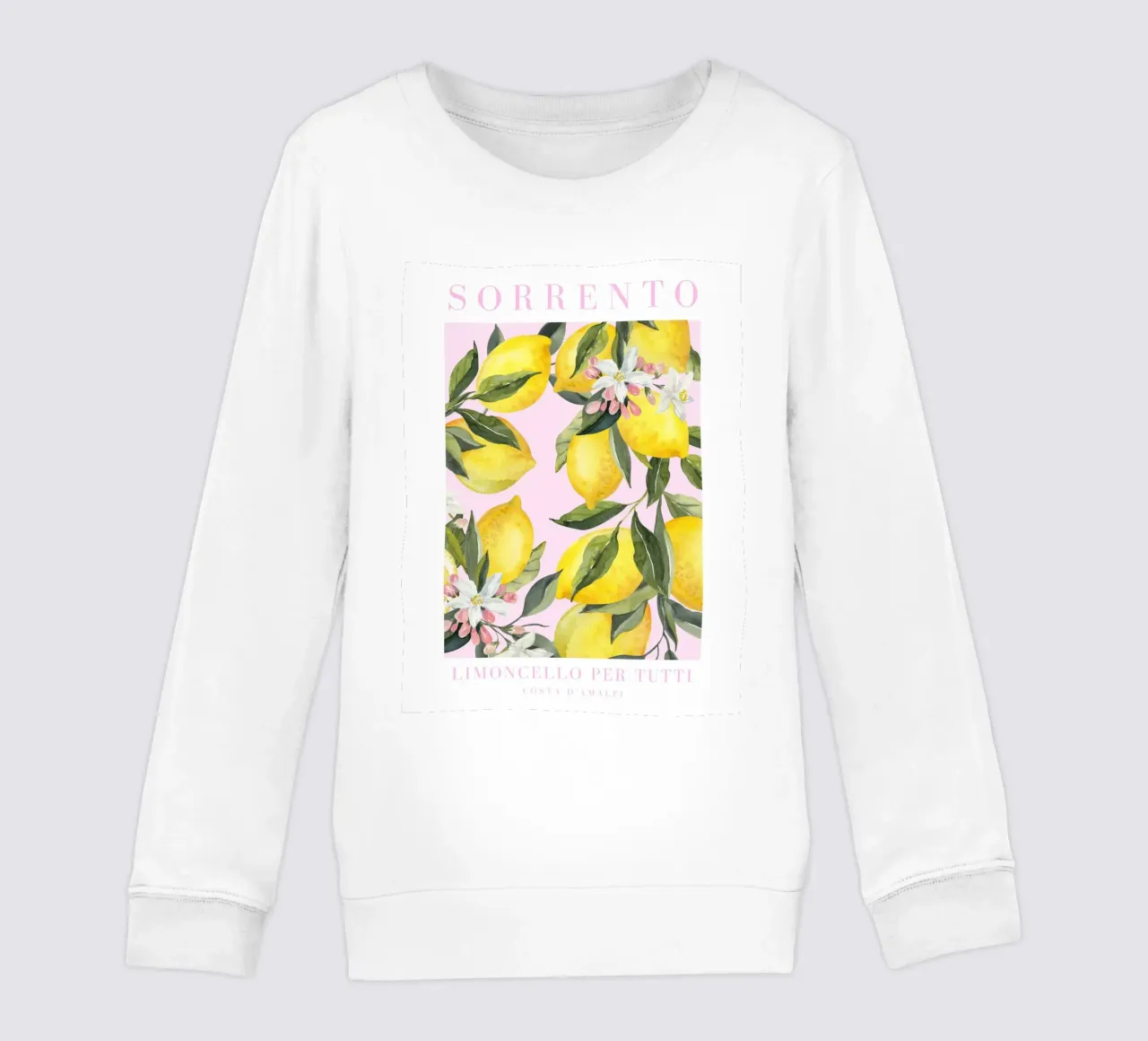 Pink Lemon Amalfi Coast Print, La Dolce Vita, Sorrento Print felpa bambino da Bella Studio