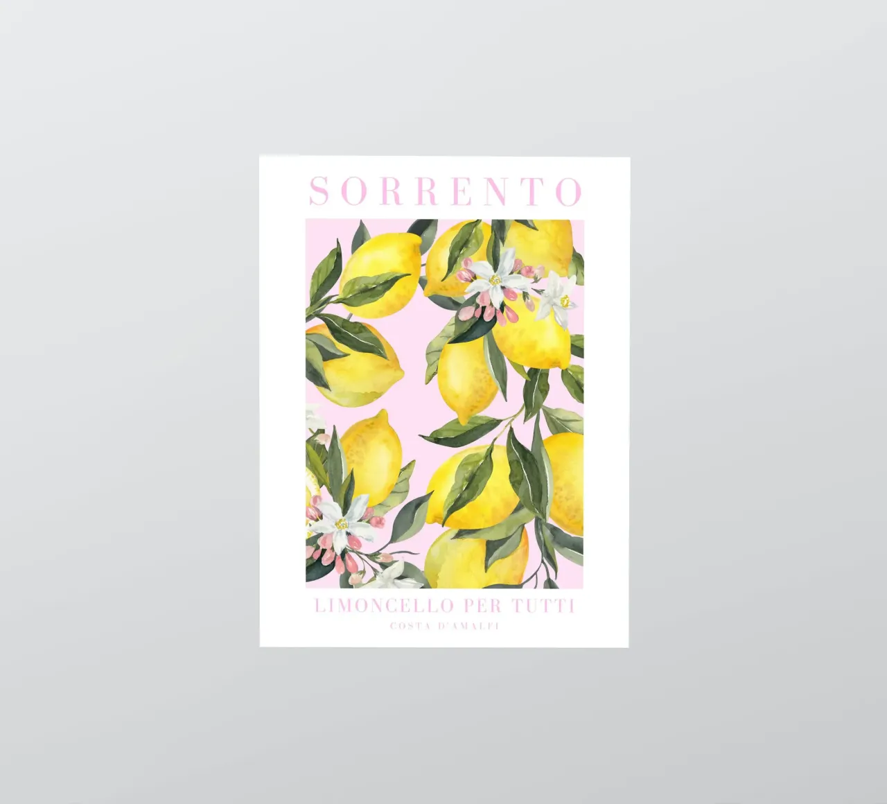 Pink Lemon Amalfi Coast Print, La Dolce Vita, Sorrento Print adesivo da Bella Studio