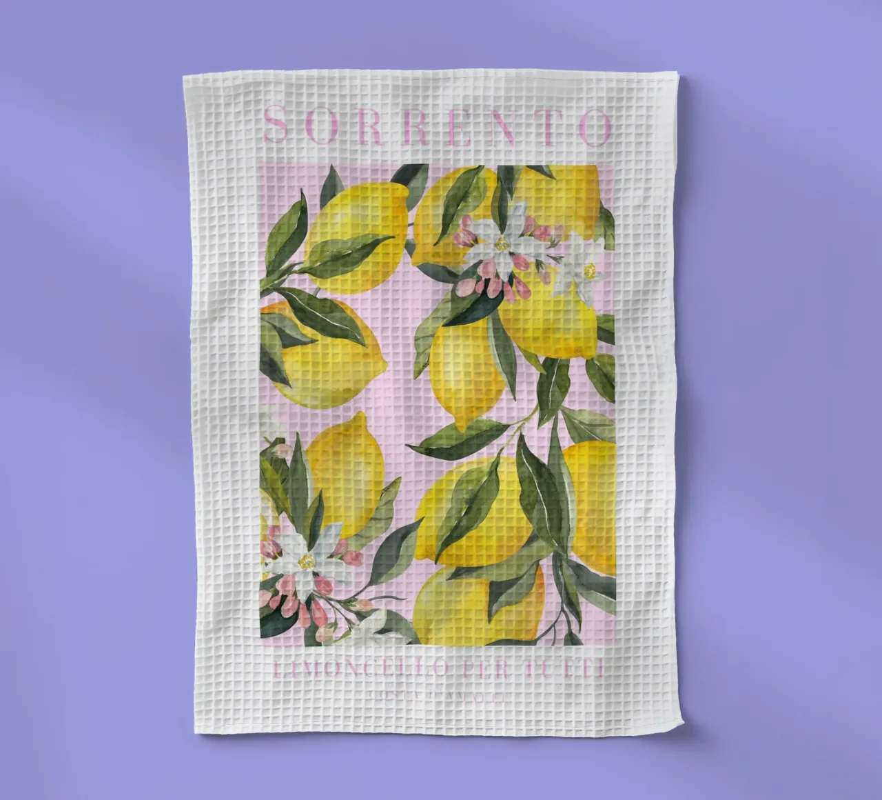 Pink Lemon Amalfi Coast Print, La Dolce Vita, Sorrento Print Geschirrtuch von Bella Studio