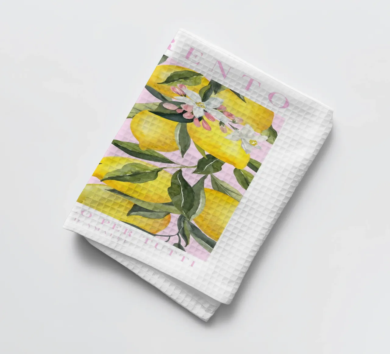 Pink Lemon Amalfi Coast Print, La Dolce Vita, Sorrento Print Geschirrtuch von Bella Studio