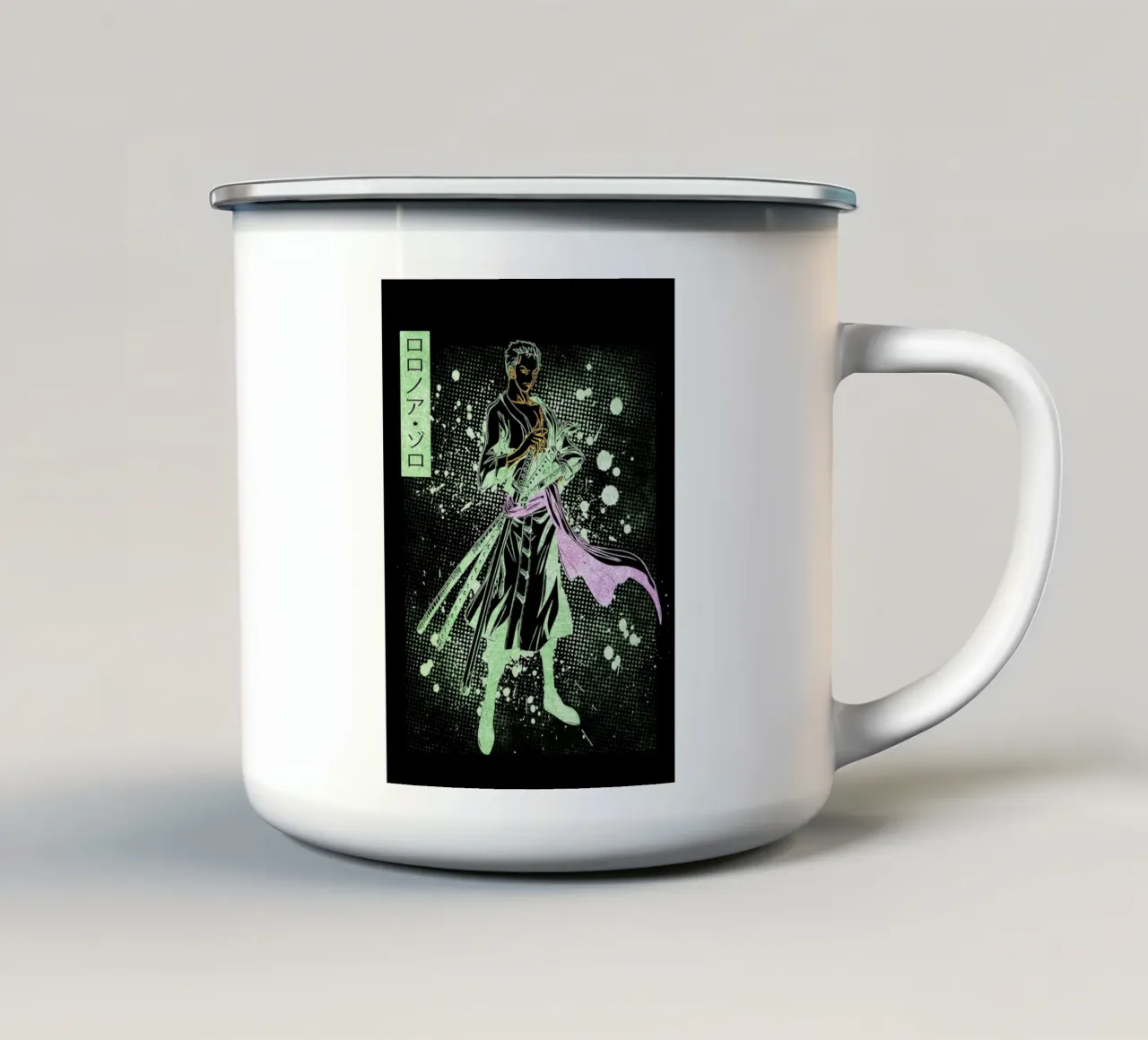 Roronoa Zoro taza de esmalte de Neonartstudio