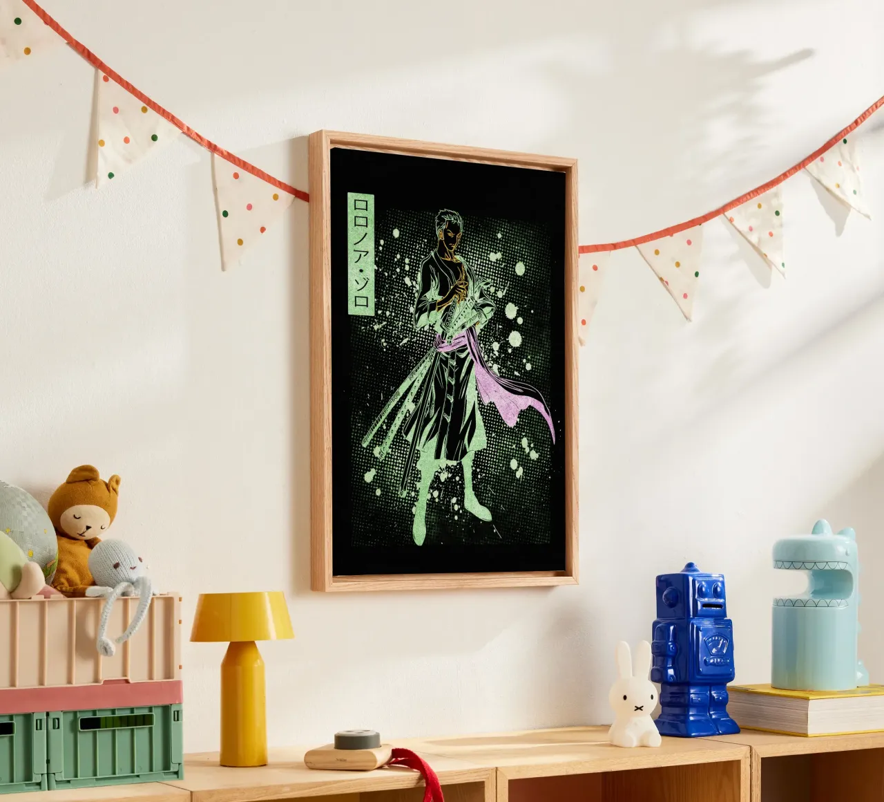 Roronoa Zoro tela con Cornice a cassetta da Neonartstudio
