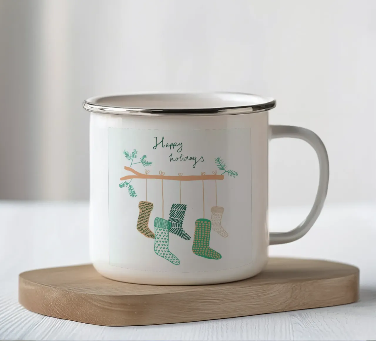 Xmas Happy Holidays 2 tazza in smalto da BlauMaschine