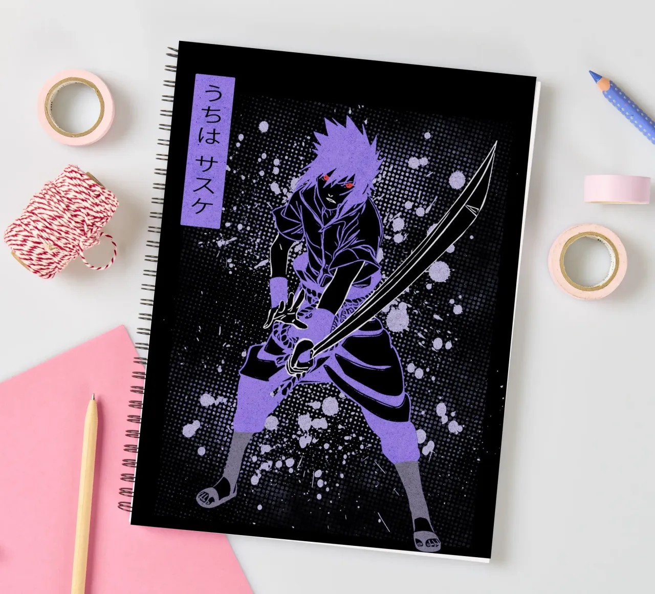 Sasuke Uchiha spiral notebook by Neonartstudio