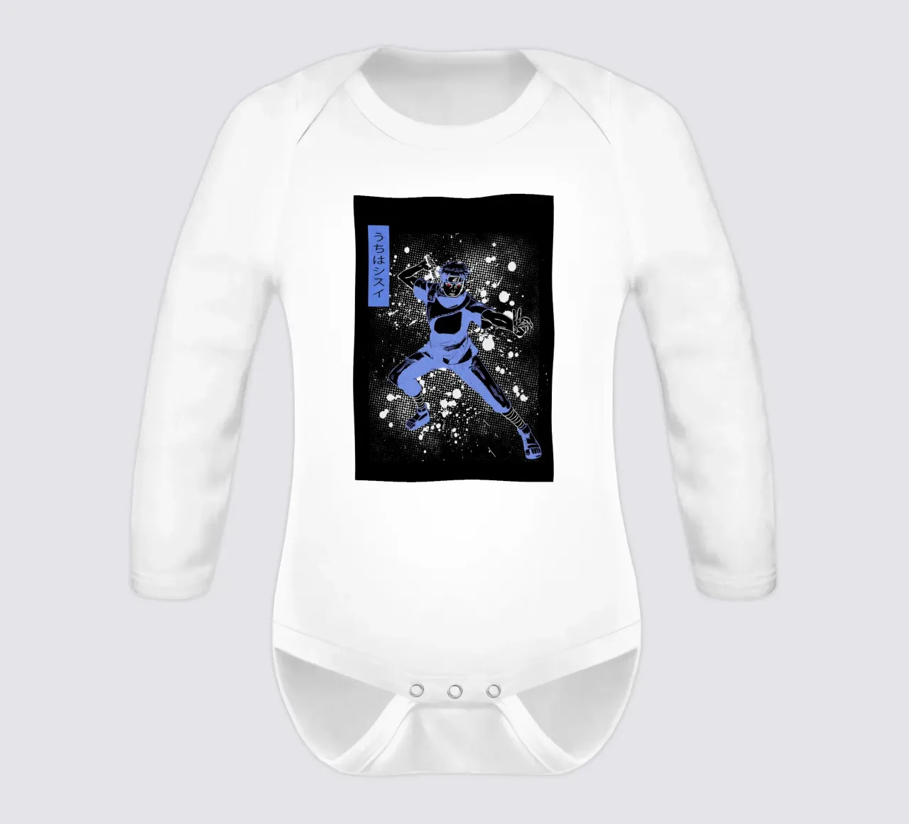 Uchiha Shisui long-sleeve baby romper by Neonartstudio