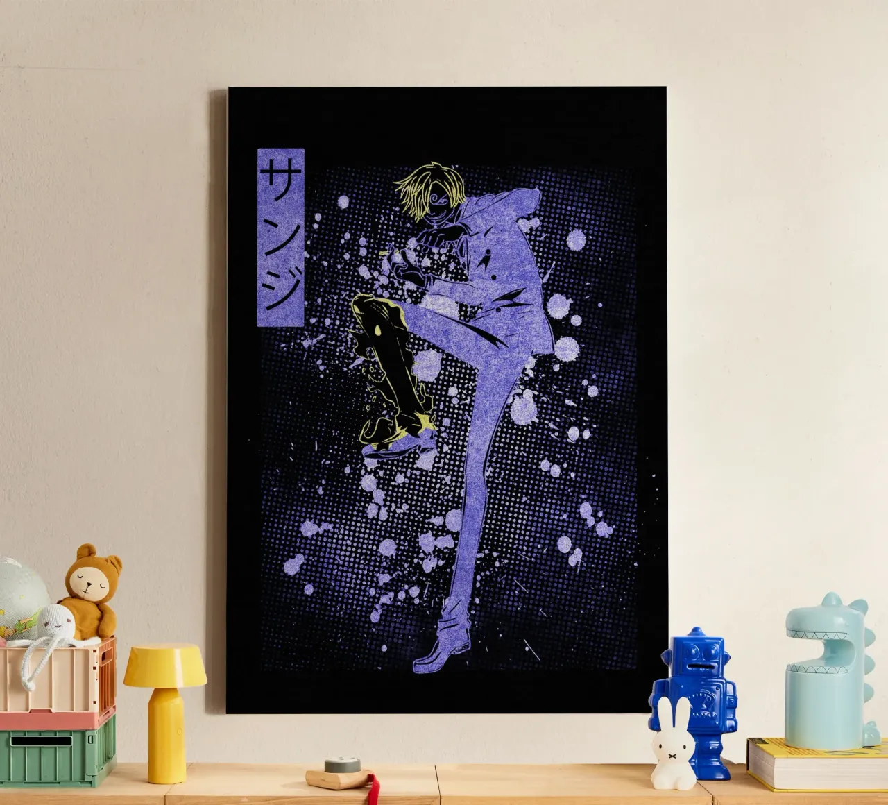 Vinsmoke Sanji tela con Cornice a cassetta da Neonartstudio