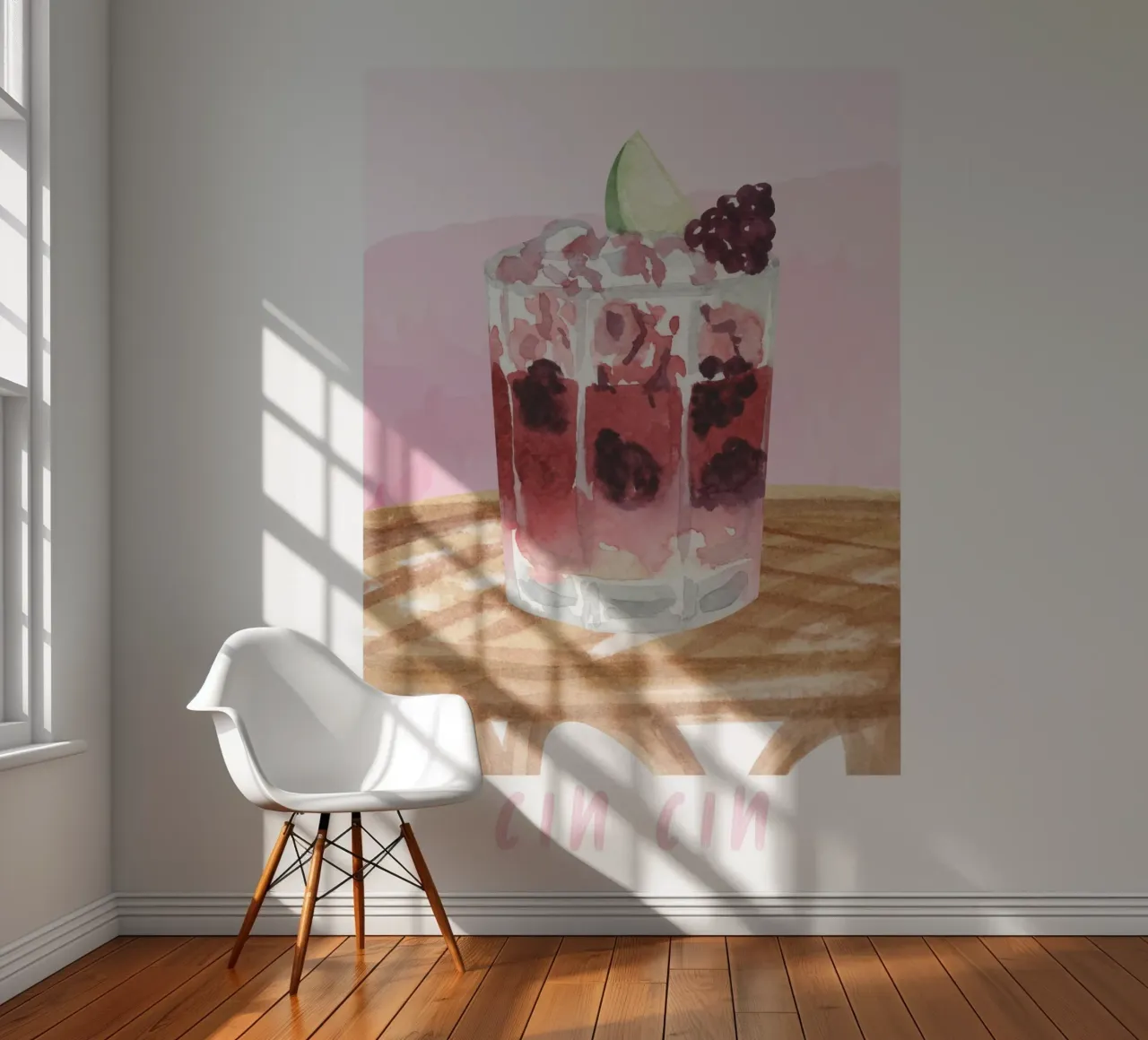 Cocktail Print, Cin Cin, Cheers Print, Watercolor Poster photo wallpaper by Bella Studio