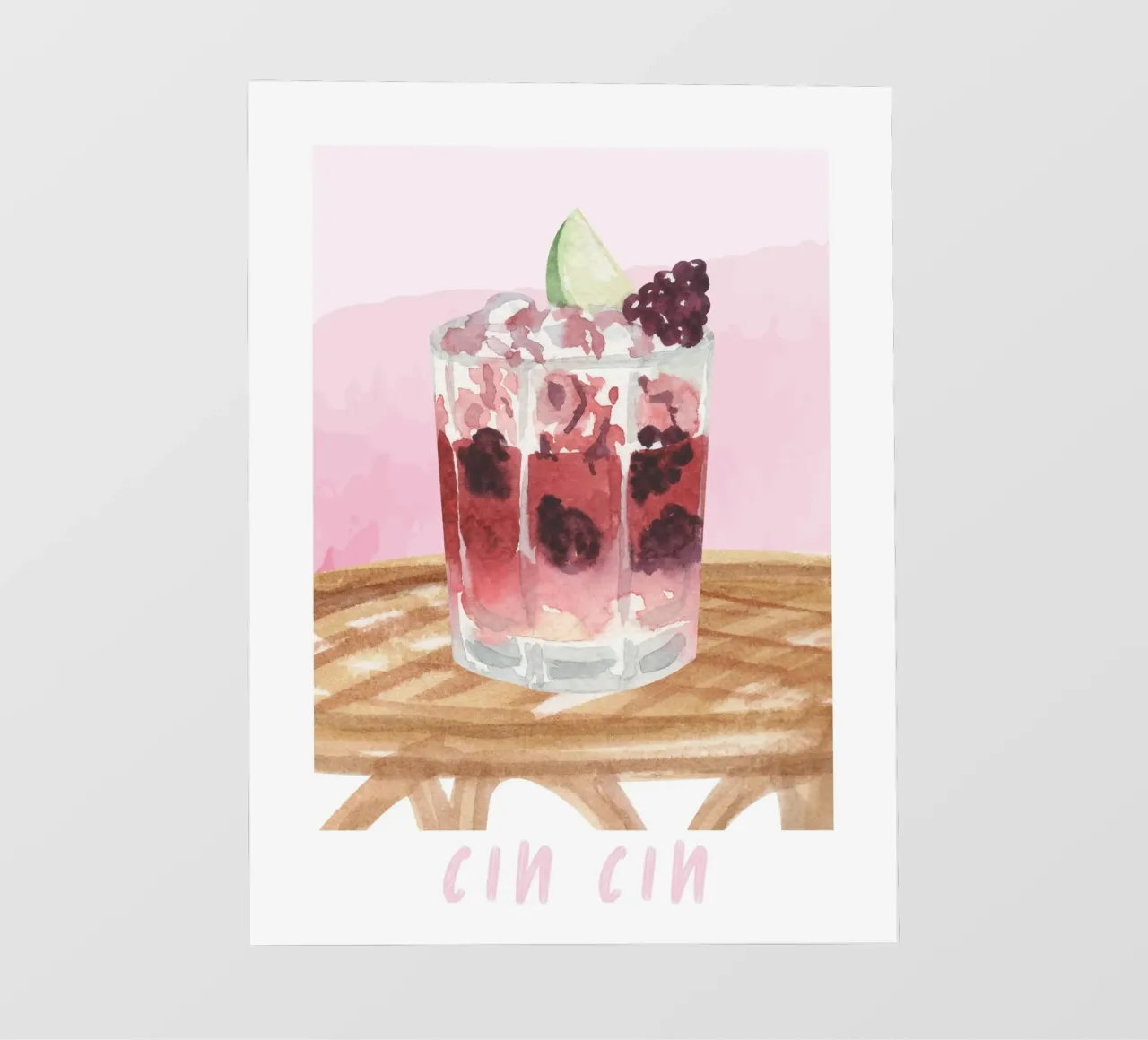 Cocktail Print, Cin Cin, Cheers Print, Watercolor Poster photo wallpaper by Bella Studio