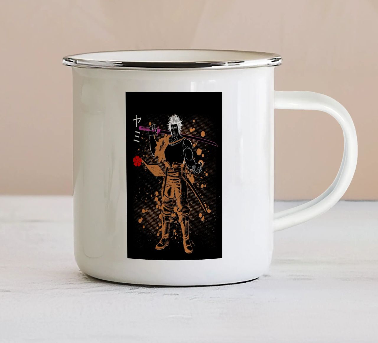 Yami Sukehiro black clover tazza in smalto da Neonartstudio