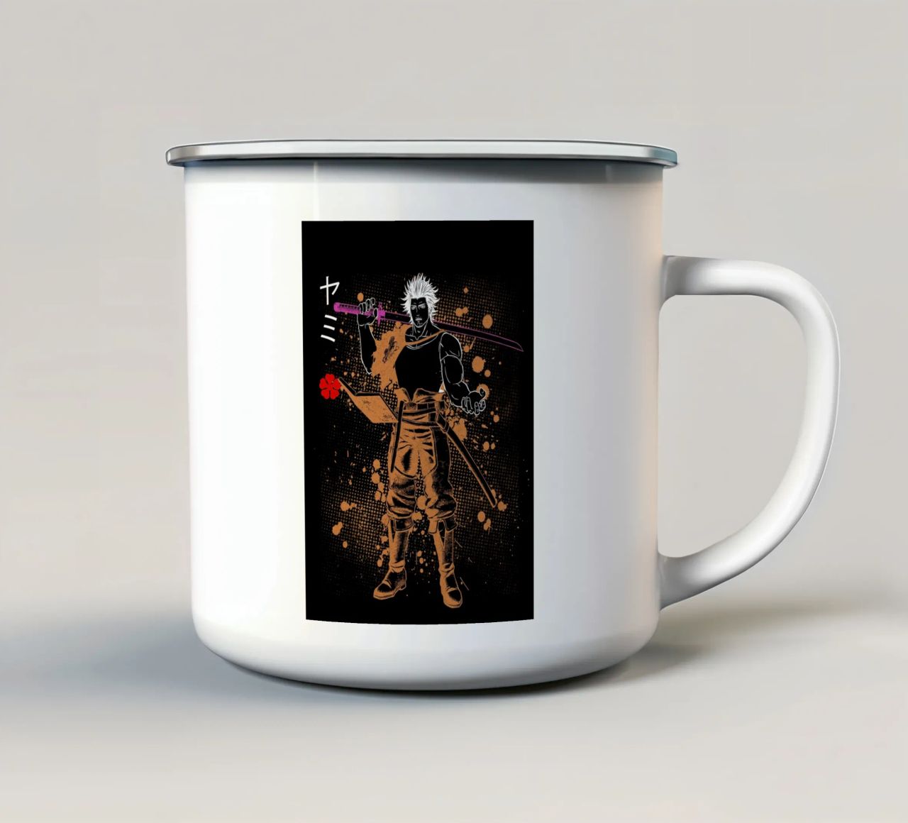 Yami Sukehiro black clover tazza in smalto da Neonartstudio