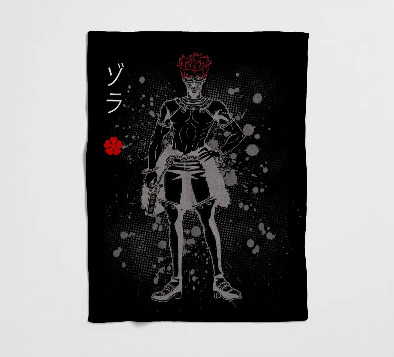Zora Ideale black clover fleece blanket by Neonartstudio