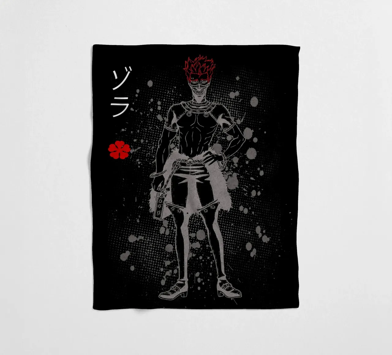 Zora Ideale black clover fleece blanket by Neonartstudio