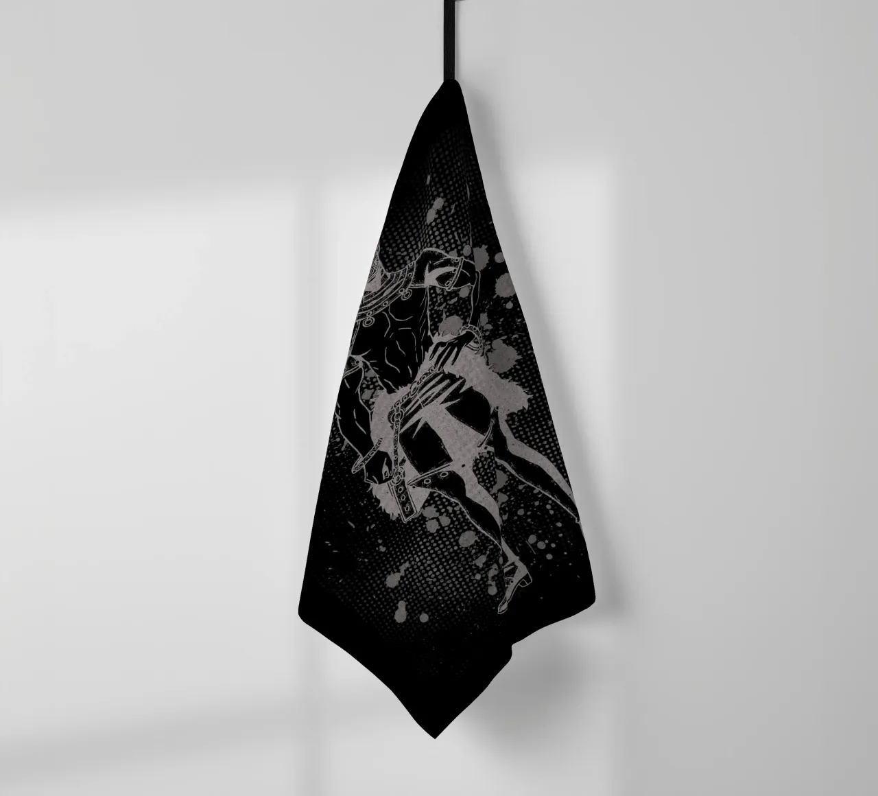 Zora Ideale black clover tea towel by Neonartstudio