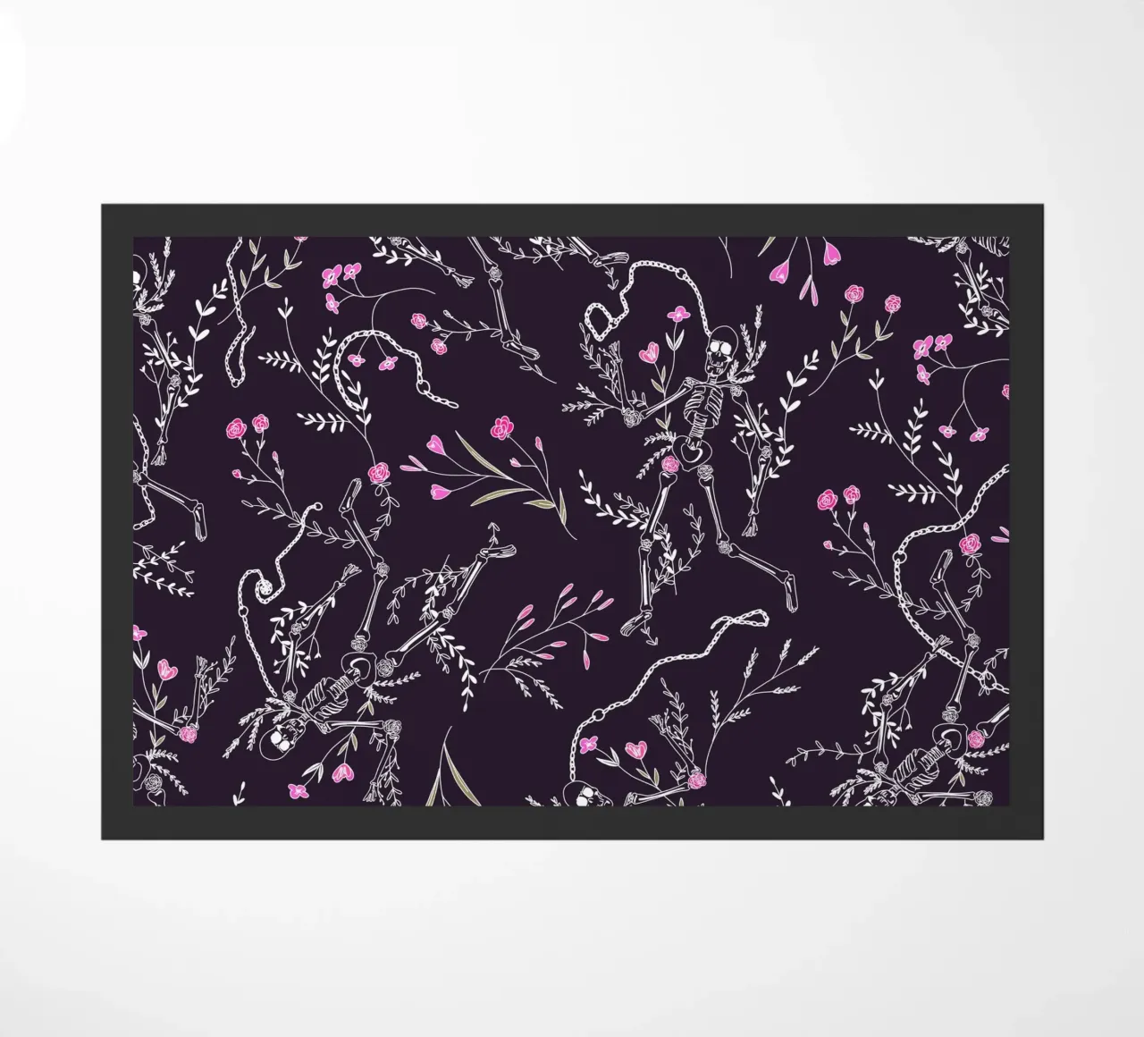 Skulls and Flowers Dark Pattern zerbino da anisillustration