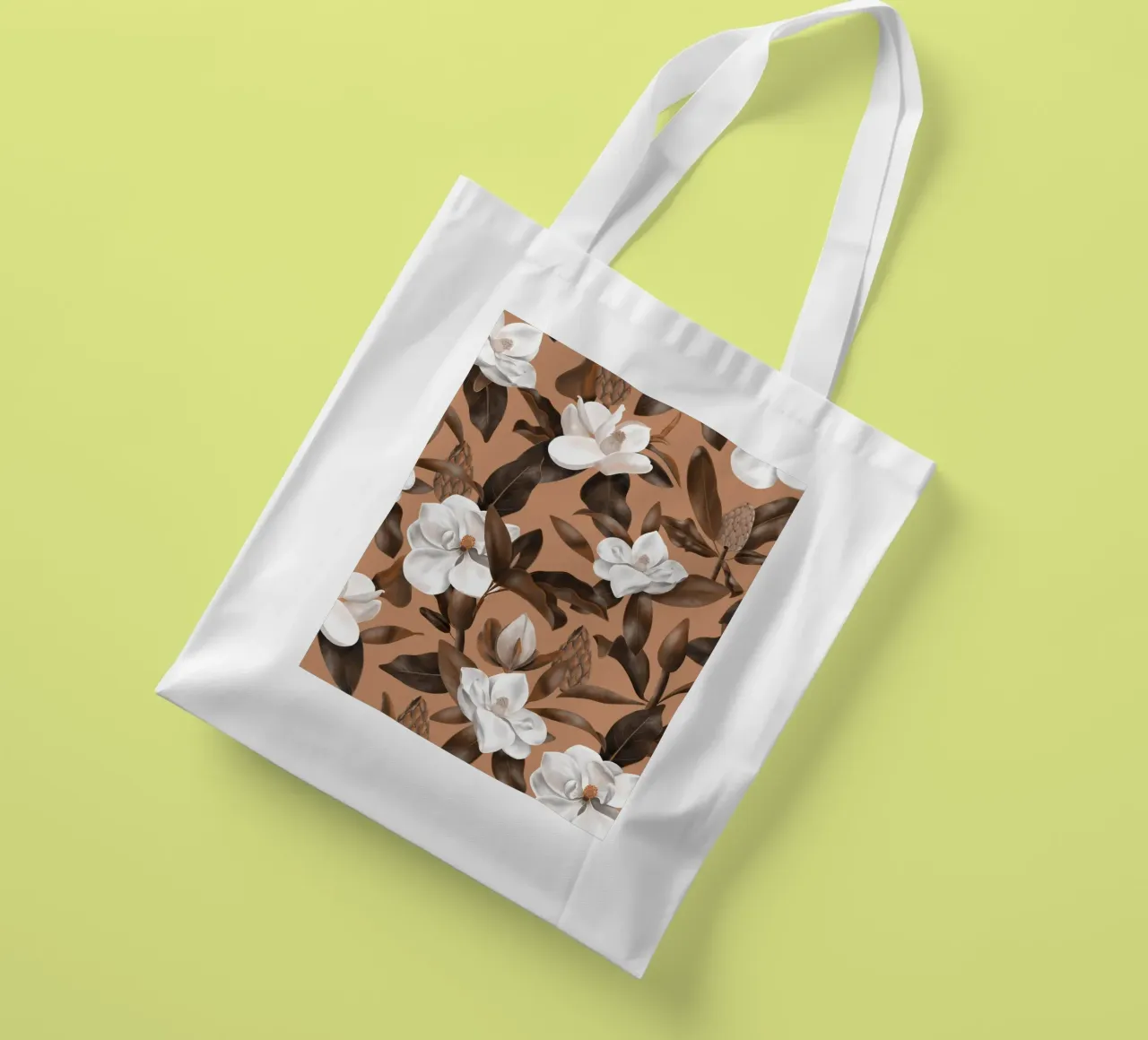 Magnolias Orange Pattern borsa in juta da anisillustration