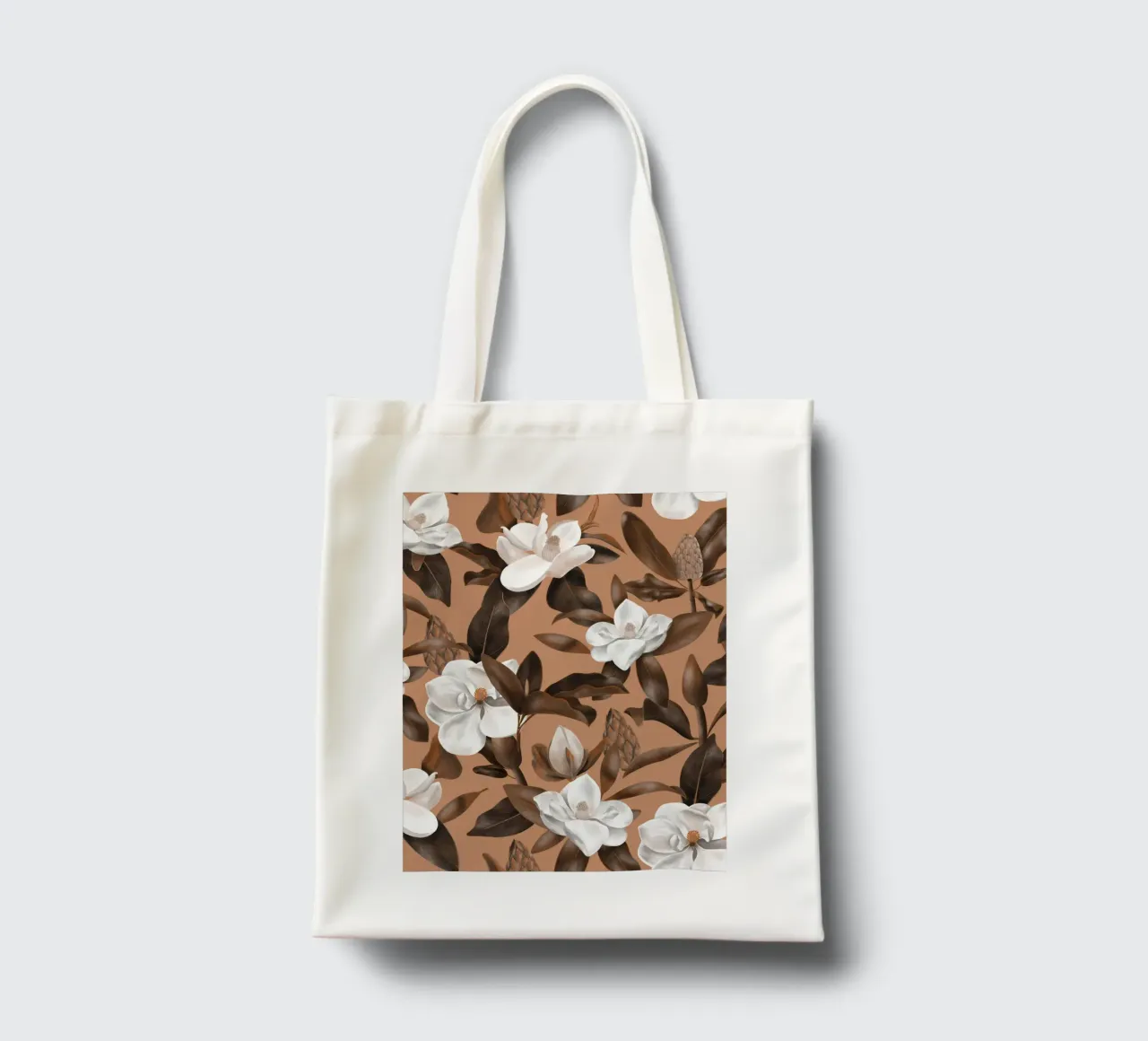 Magnolias Orange Pattern borsa in juta da anisillustration
