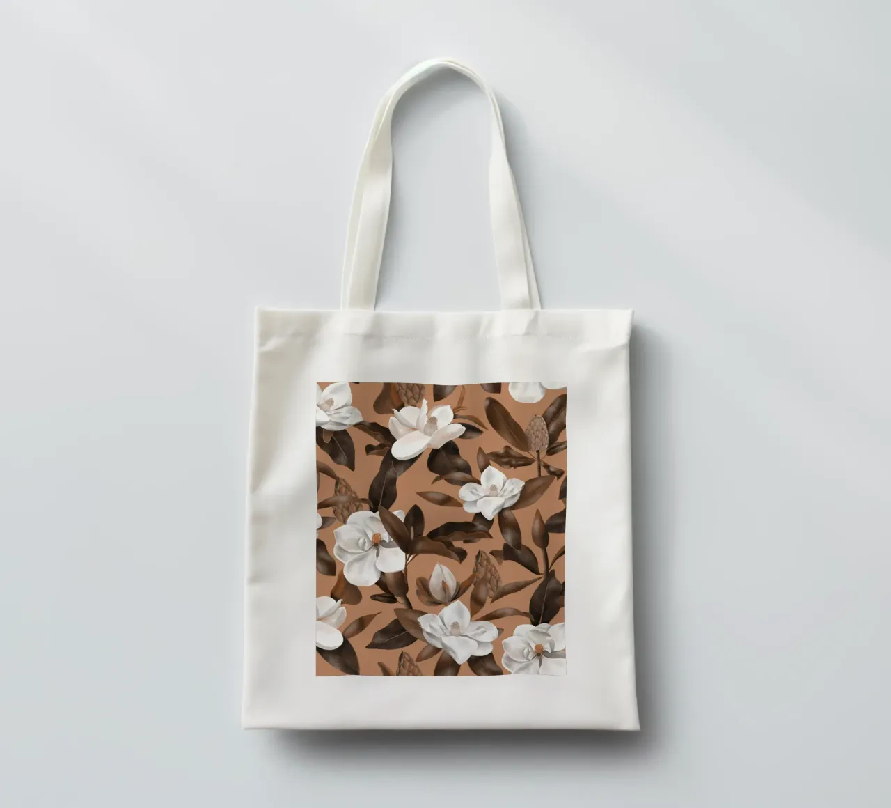 Magnolias Orange Pattern borsa in juta da anisillustration