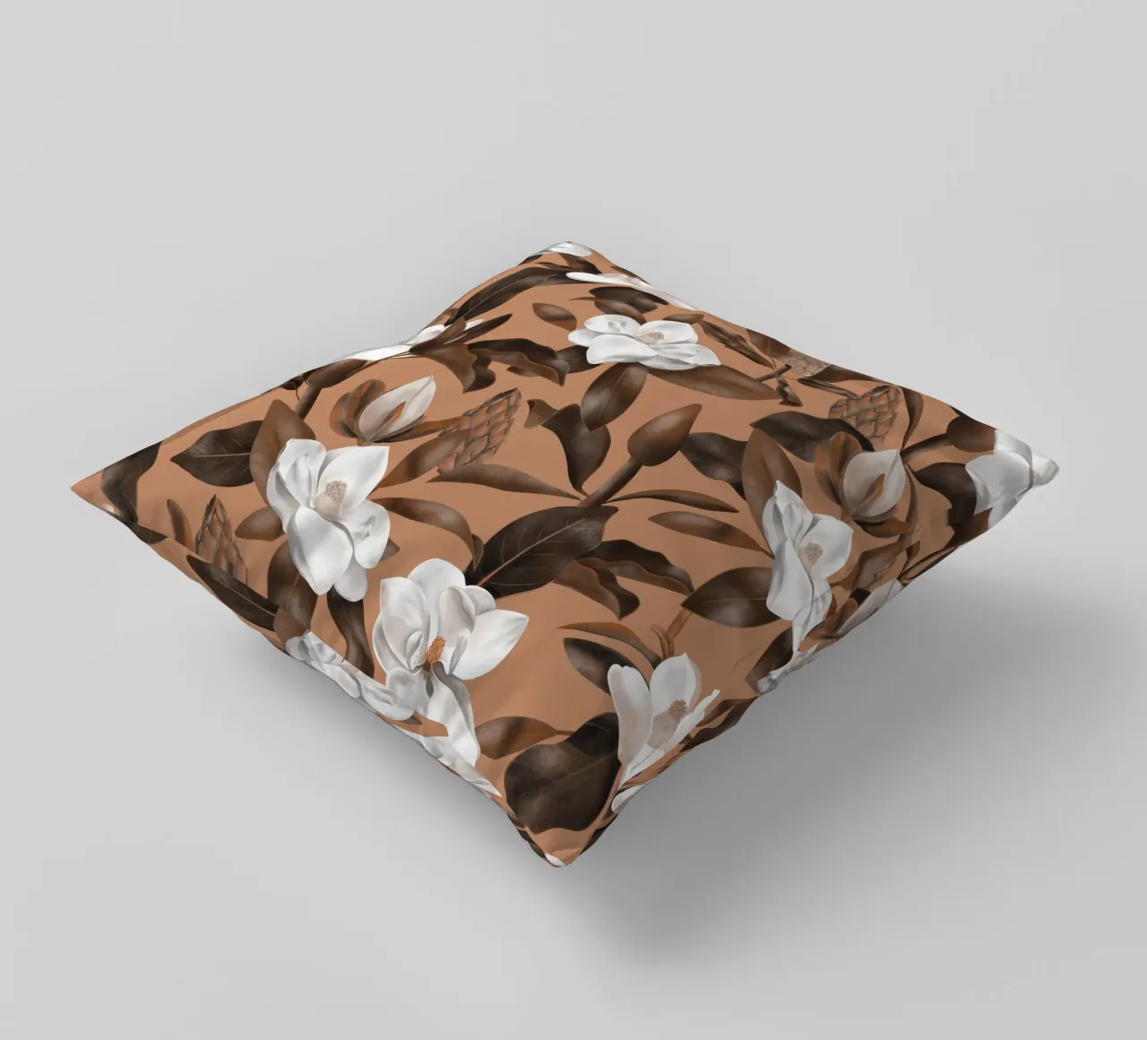 Magnolias Orange Pattern cuscino da anisillustration