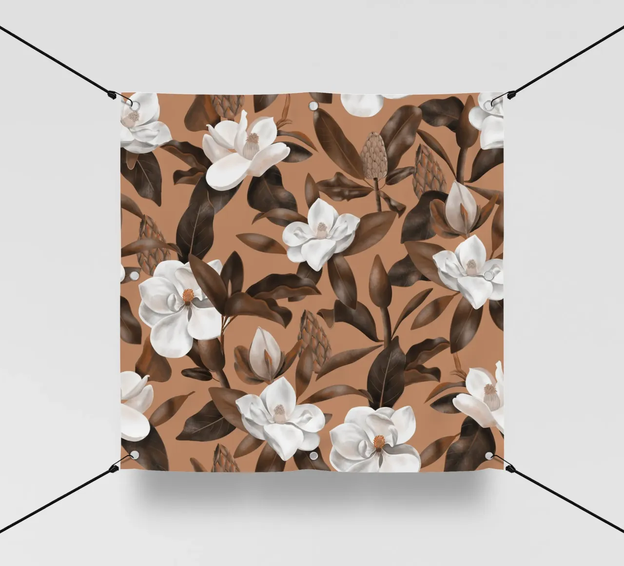 Magnolias Orange Pattern telo in pvc da anisillustration