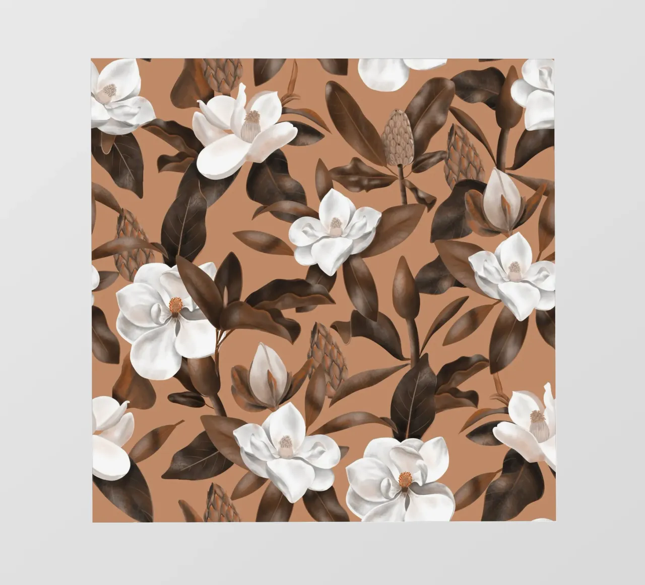 Magnolias Orange Pattern telo in pvc da anisillustration