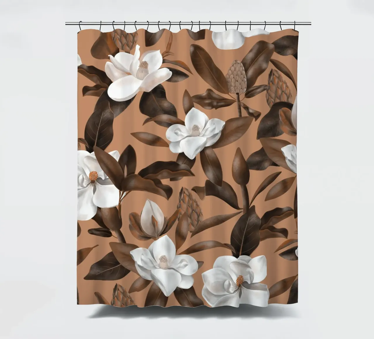 Magnolias Orange Pattern Duschvorhang von anisillustration