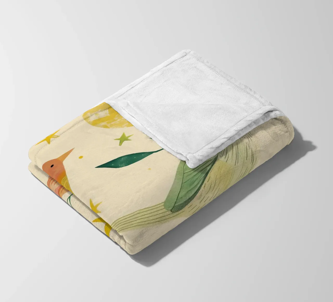 Boho Botanical Birds Cute Animal Moon and Stars Camera dei bambini coperta in pile da Gentle Echoes Art