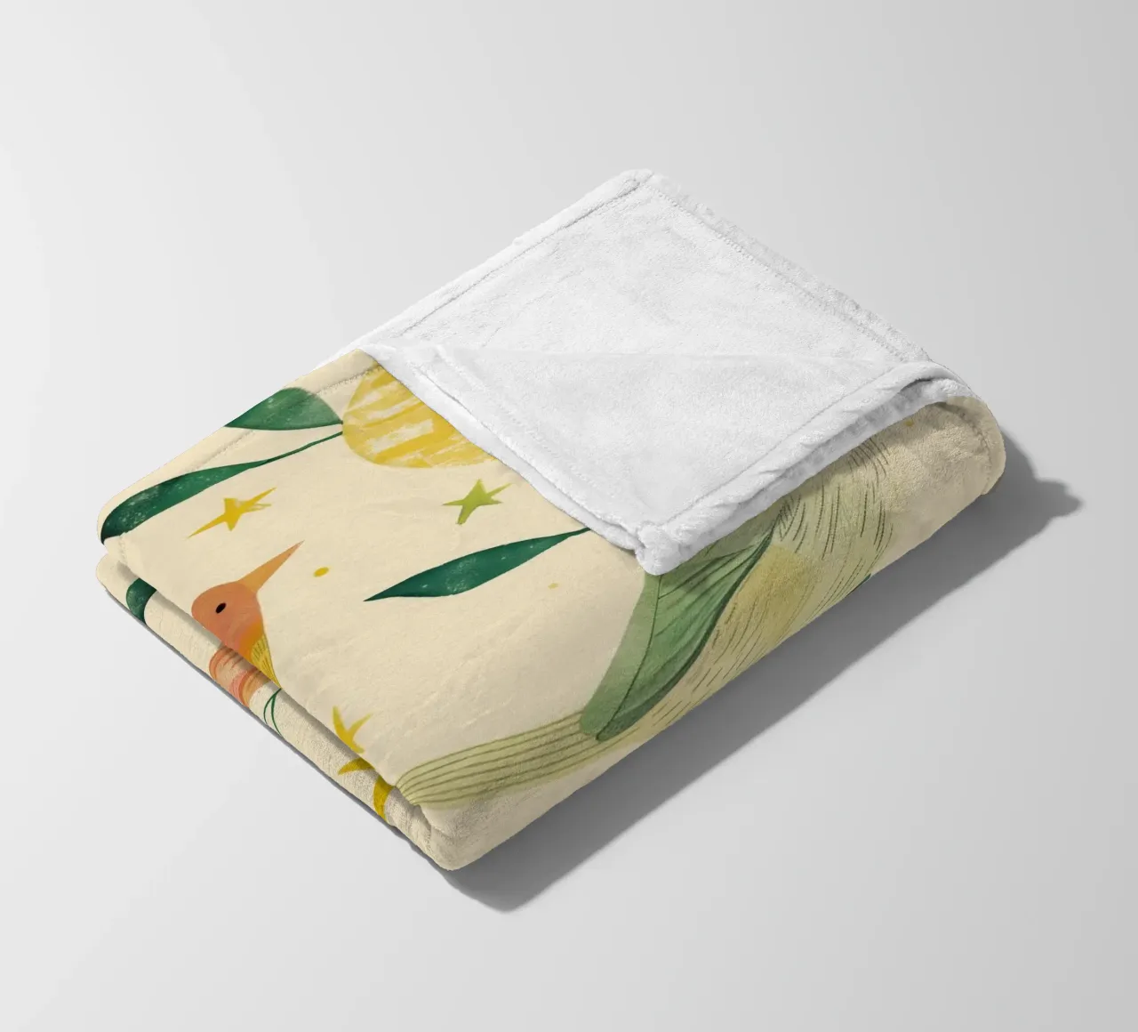 Boho Botanical Birds Cute Animal Moon and Stars Camera dei bambini coperta in pile da Gentle Echoes Art