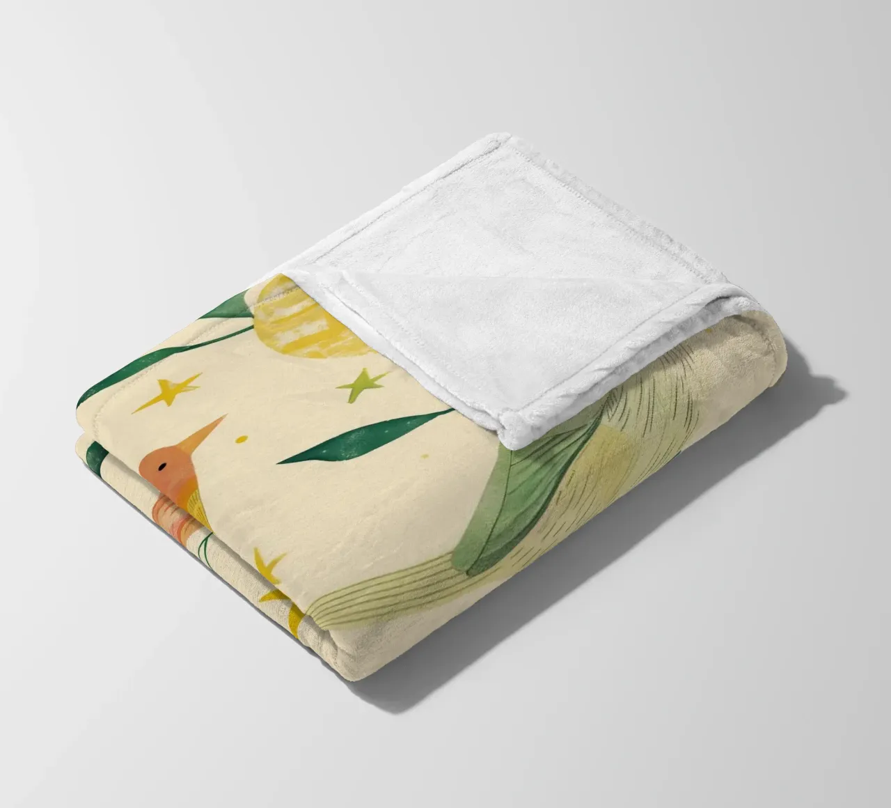 Boho Botanical Birds Cute Animal Moon and Stars Camera dei bambini coperta in pile da Gentle Echoes Art