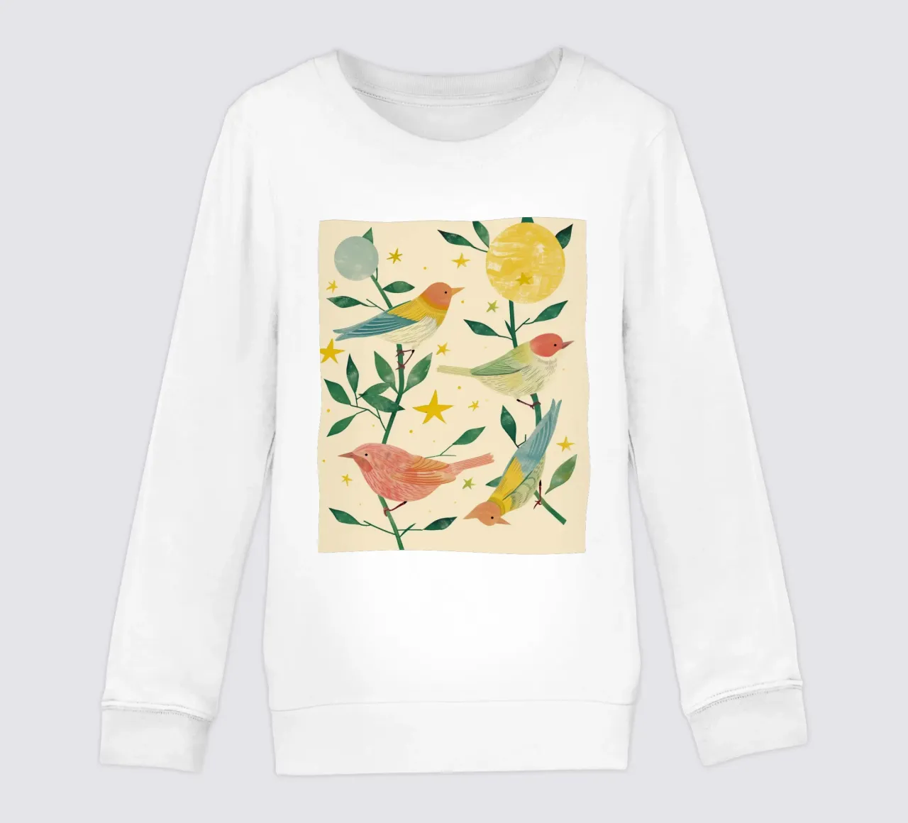 Boho Botanical Birds Cute Animal Moon and Stars Camera dei bambini felpa bambino da Gentle Echoes Art