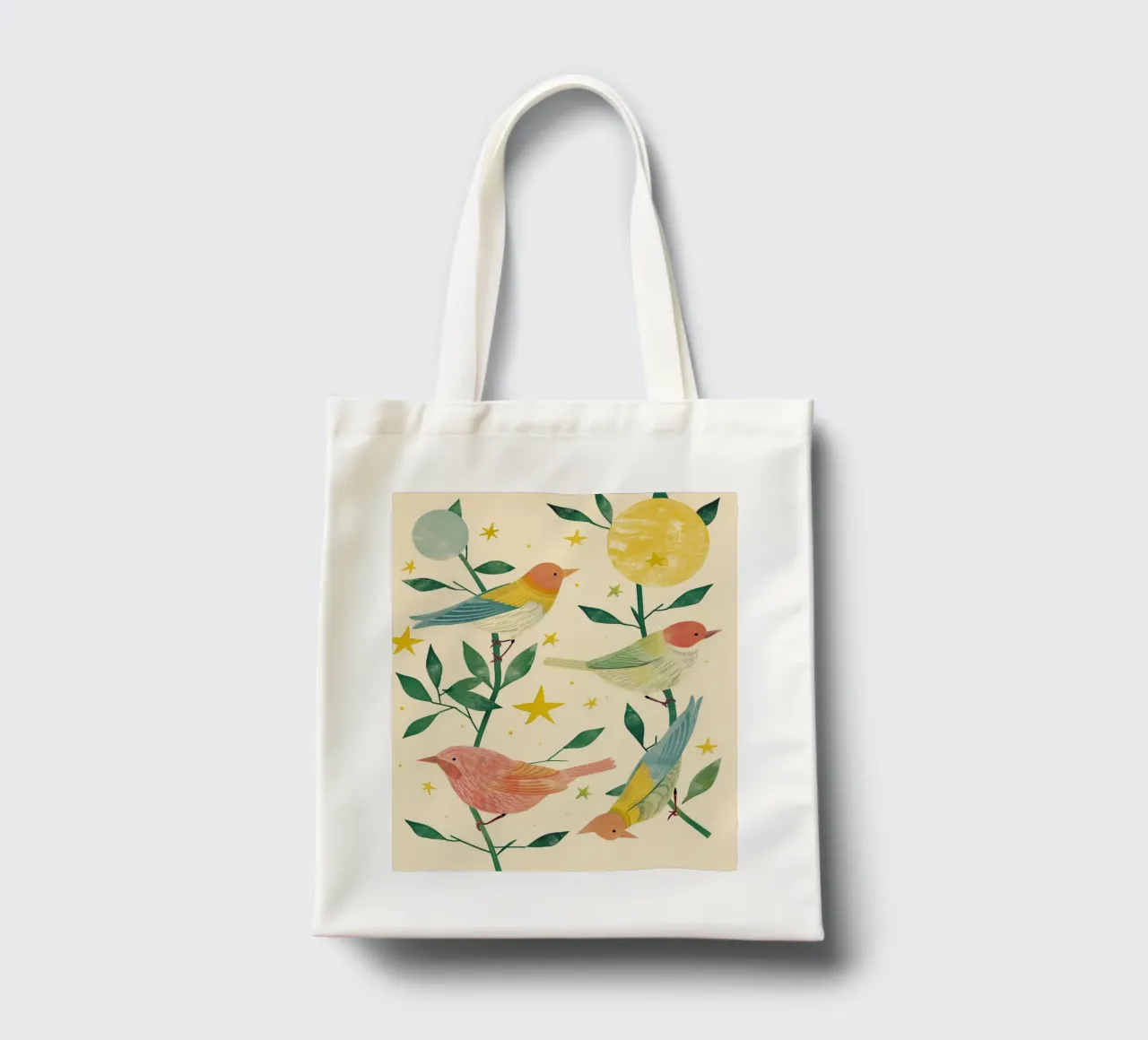 Boho Botanical Birds Cute Animal Moon and Stars Camera dei bambini borsa in juta da Gentle Echoes Art