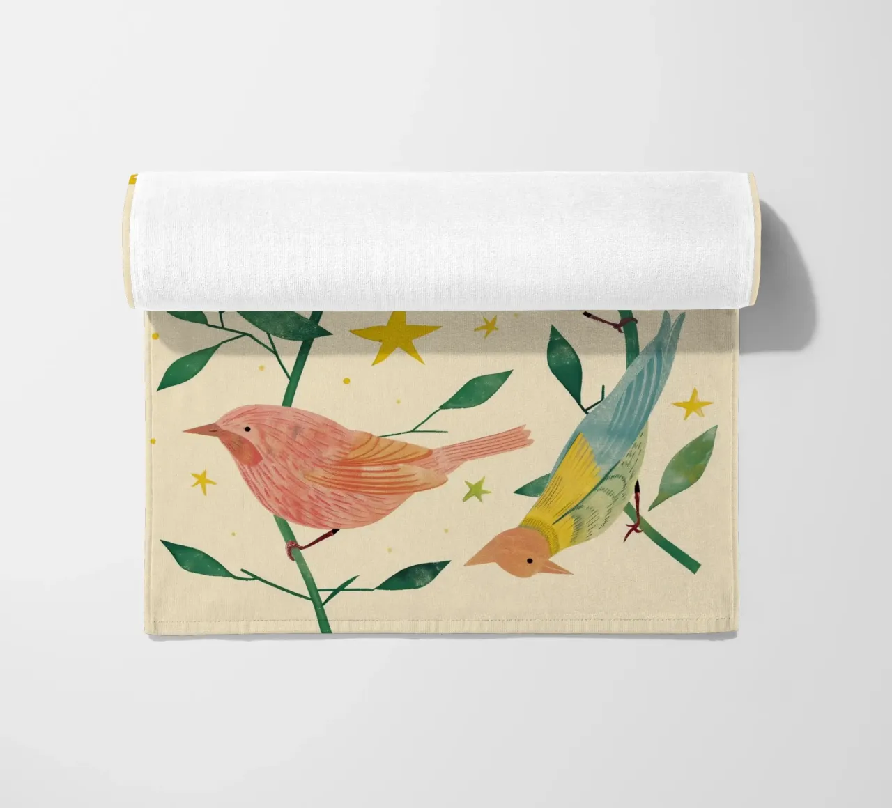 Boho Botanical Birds Cute Animal Moon and Stars Camera dei bambini telo mare da Gentle Echoes Art