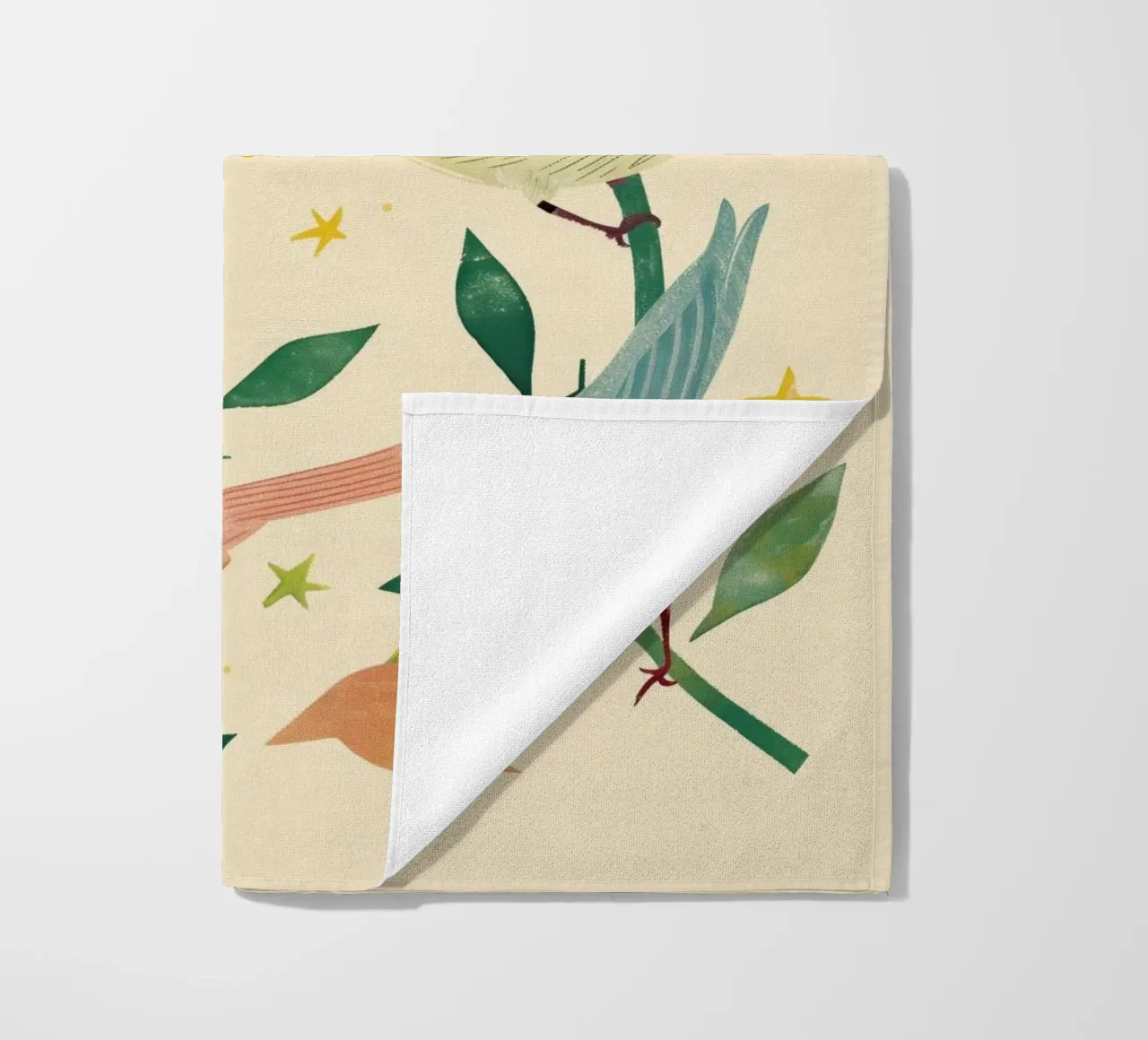 Boho Botanical Birds Cute Animal Moon and Stars Camera dei bambini telo mare da Gentle Echoes Art