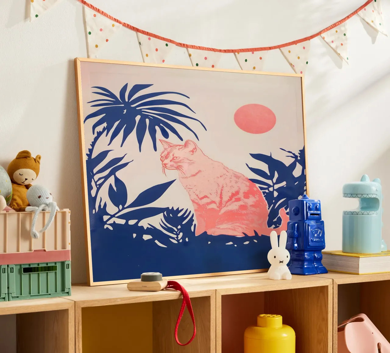 Stampa gatto tropicale poster con telaio in plastica da Cat Grafic Design