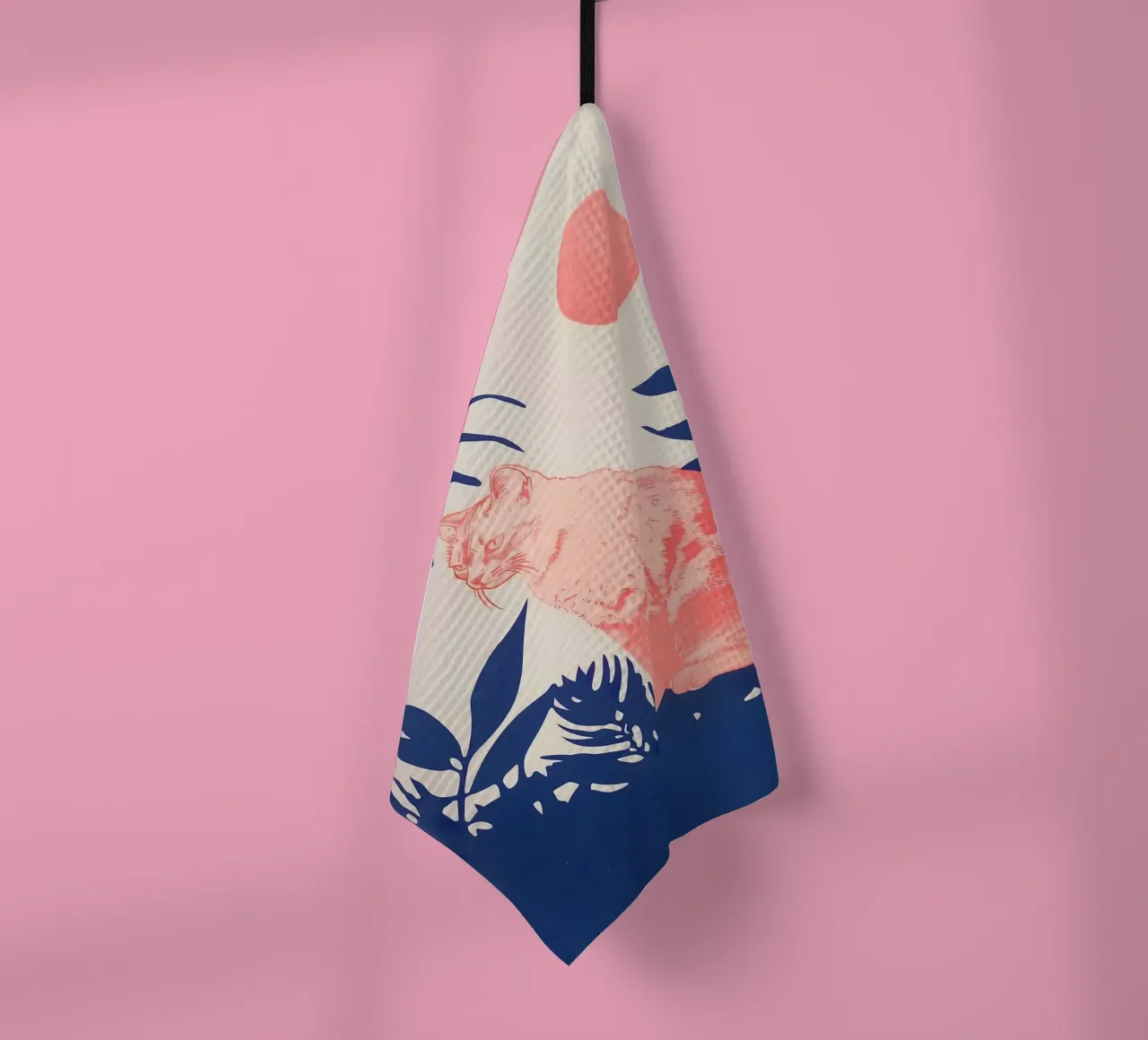 Tropical Cat Print tea towel by Cat Grafic Design