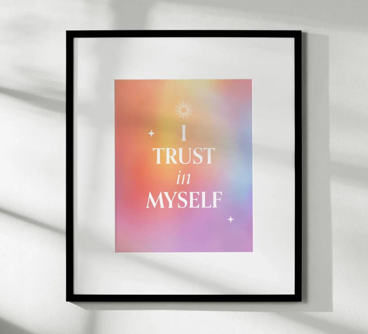 Citazioni tipografiche Affermazione Camera da letto Ho fiducia in me stesso Yoga poster con telaio in legno da Gentle Echoes Art