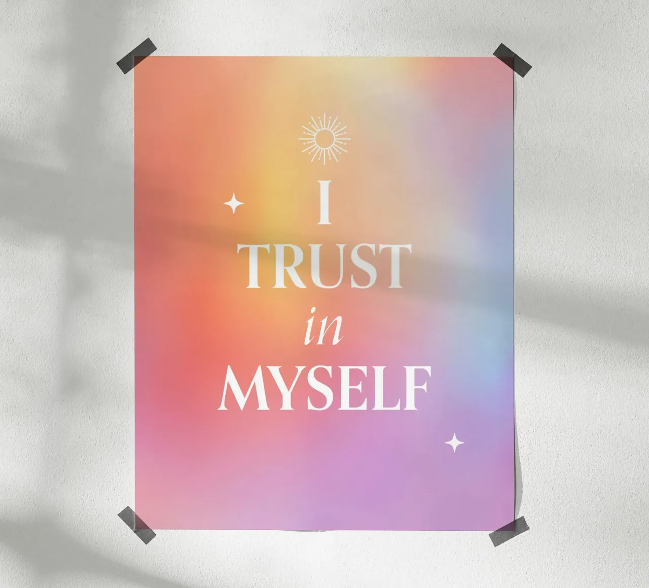 Citazioni tipografiche Affermazione Camera da letto Ho fiducia in me stesso Yoga poster con telaio in legno da Gentle Echoes Art