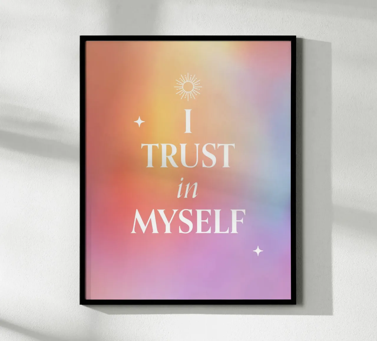 Citazioni tipografiche Affermazione Camera da letto Ho fiducia in me stesso Yoga poster con telaio in legno da Gentle Echoes Art