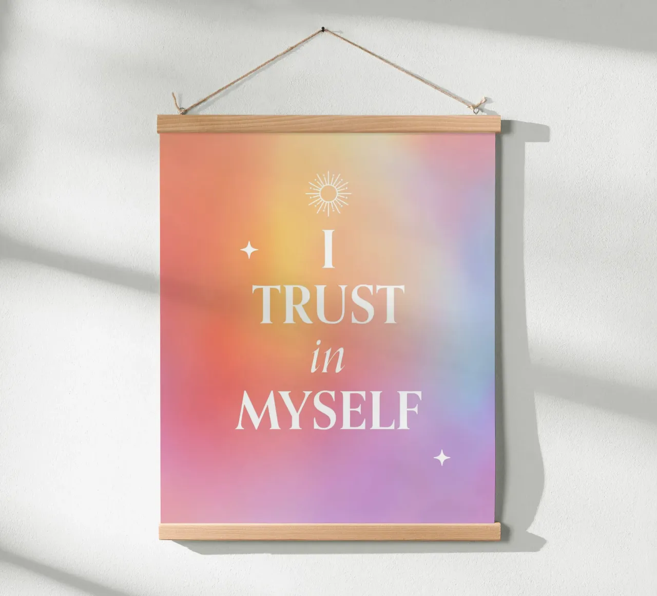 Citazioni tipografiche Affermazione Camera da letto Ho fiducia in me stesso Yoga poster con telaio in legno da Gentle Echoes Art