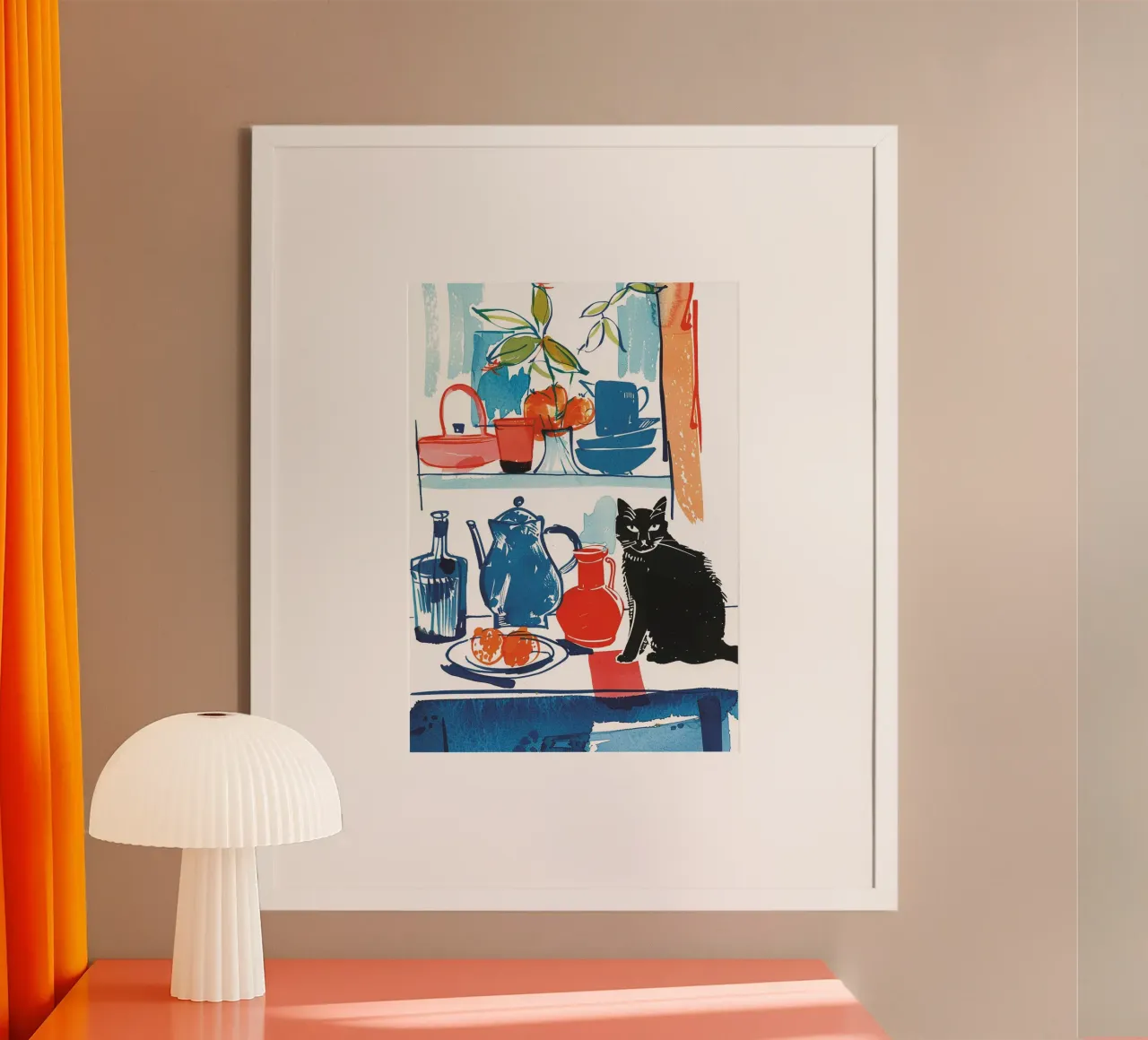 Whimsical Still Life with a Black Cat poster da Hey Vincent