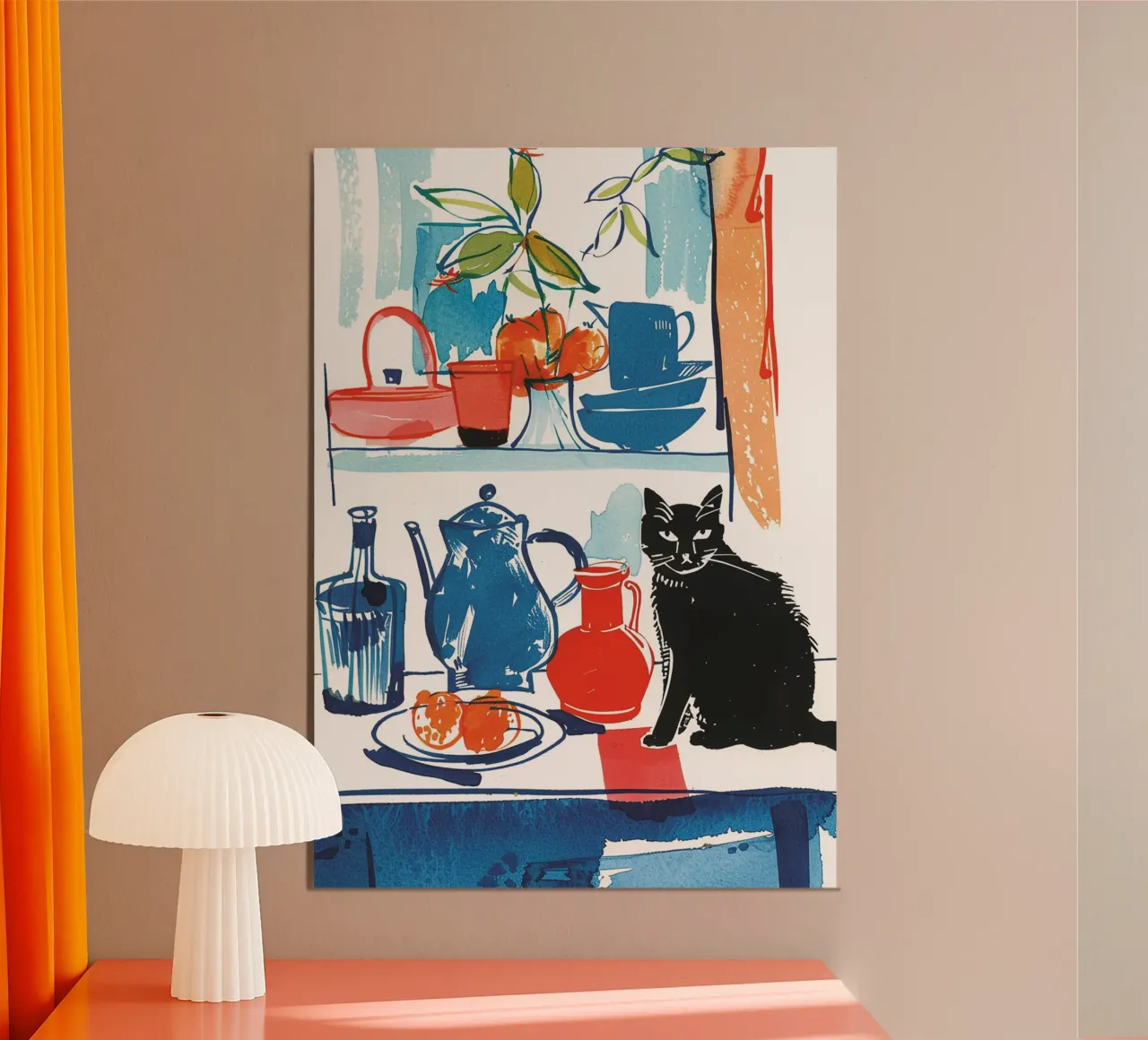 Whimsical Still Life with a Black Cat poster da Hey Vincent