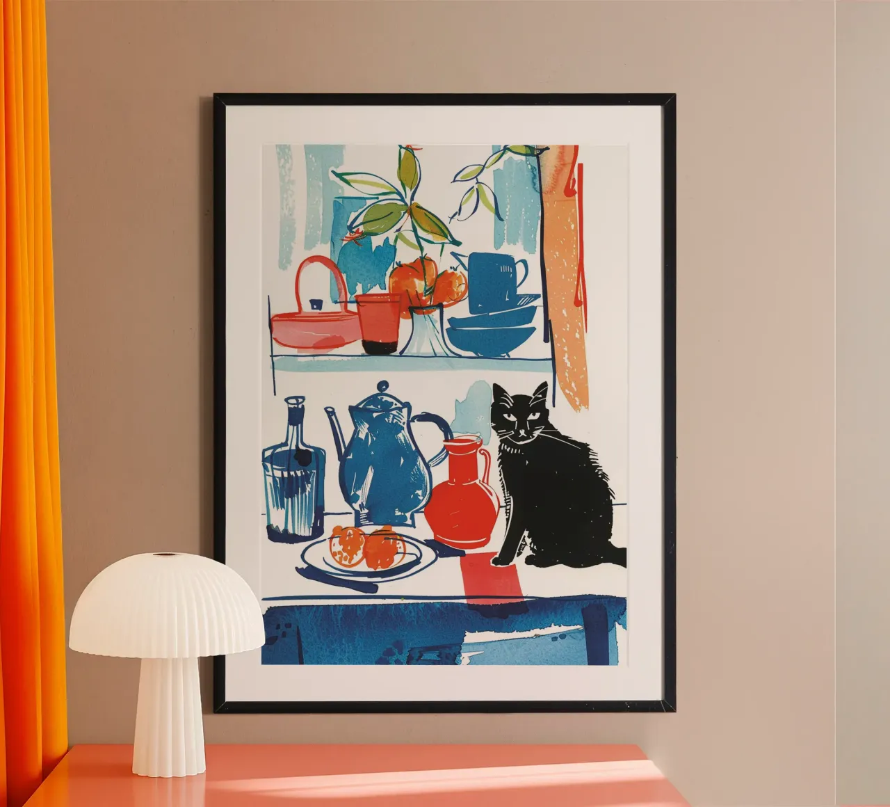 Whimsical Still Life with a Black Cat poster da Hey Vincent