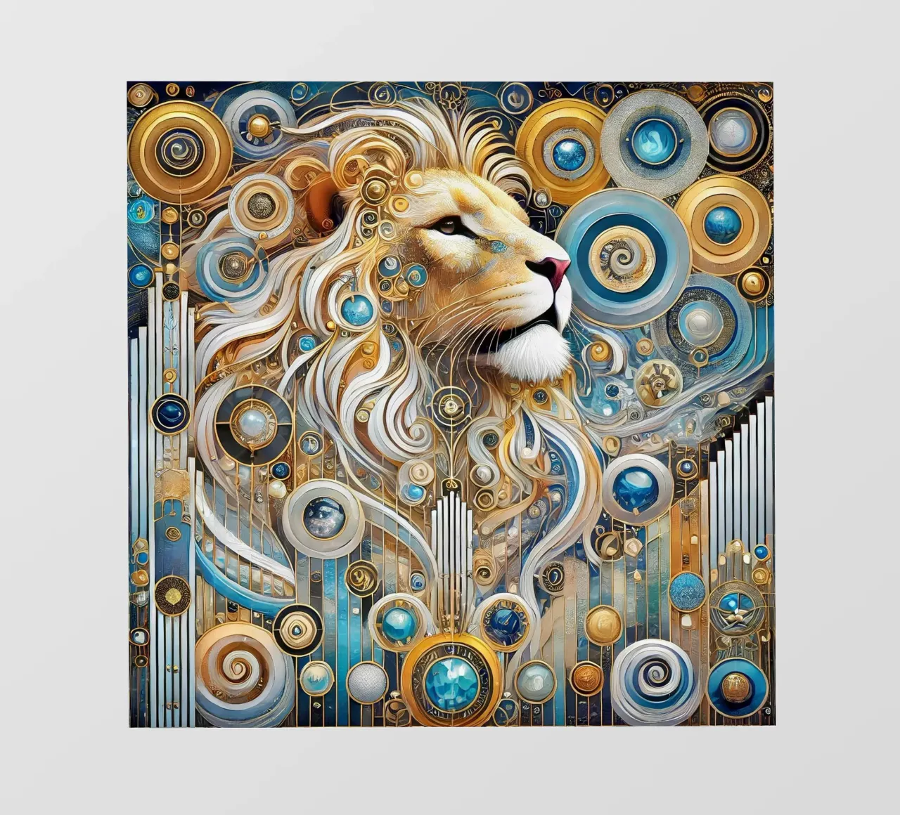 Leone blu e oro pellicola backlit da Art-Nouveau-Dsg