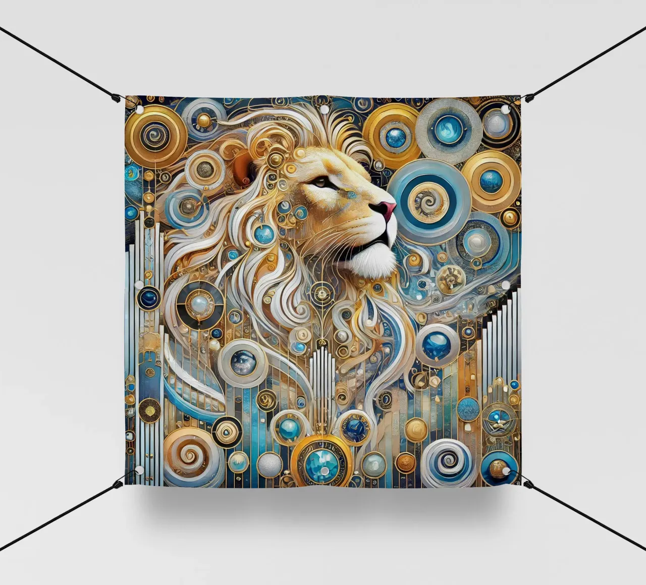 León azul y dorado lonas publicitarias de Art-Nouveau-Dsg