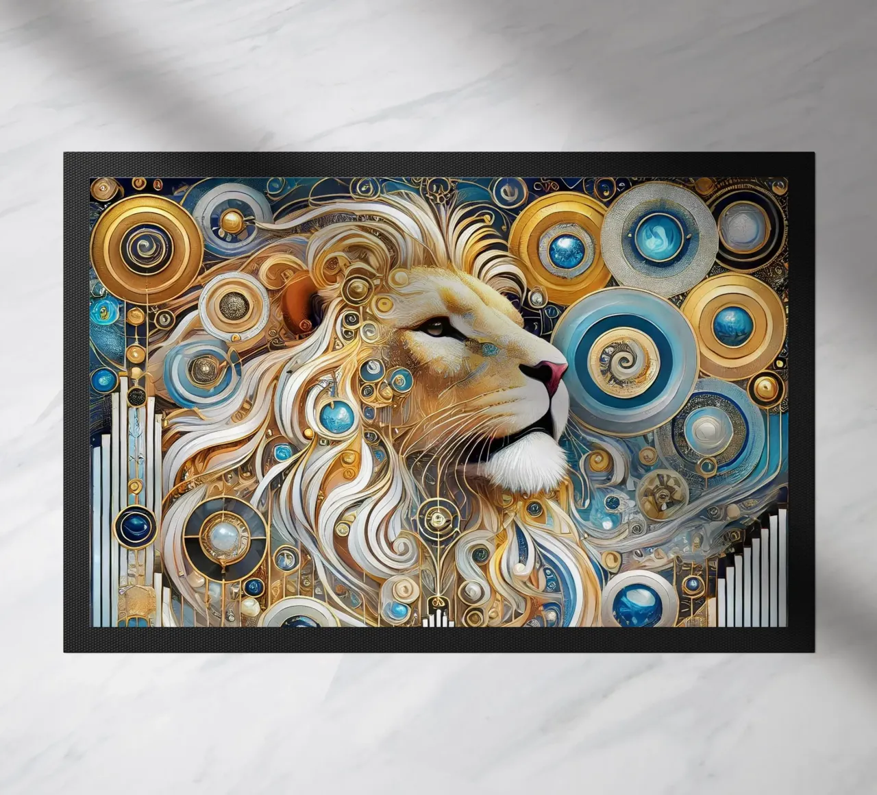 Leone blu e oro zerbino da Art-Nouveau-Dsg