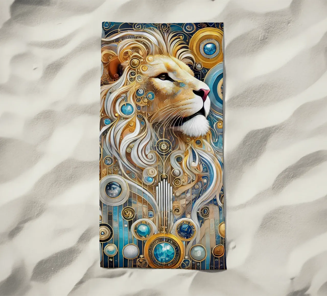 Blue and gold lion telo mare da Art-Nouveau-Dsg