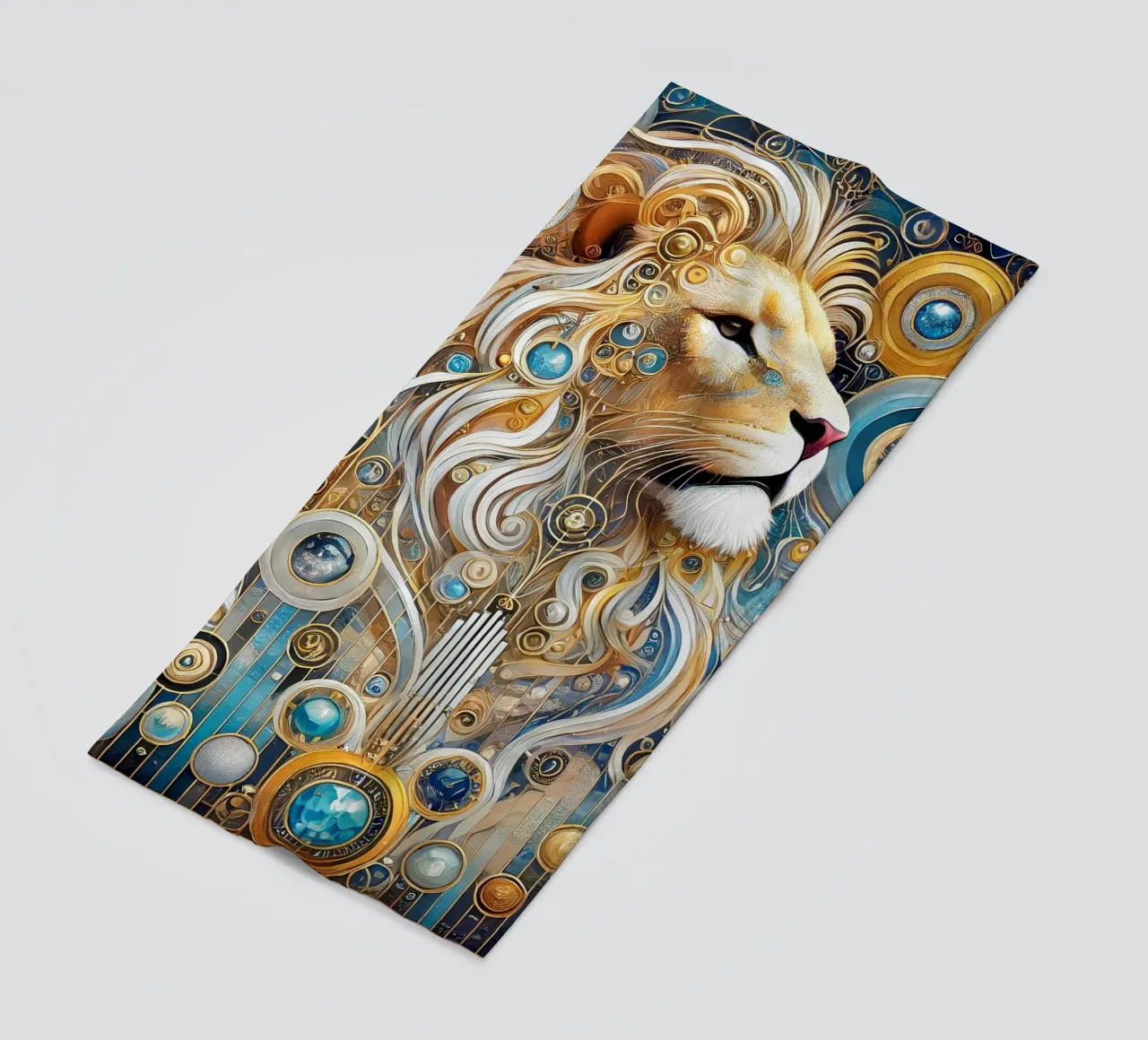 Leone blu e oro telo mare da Art-Nouveau-Dsg