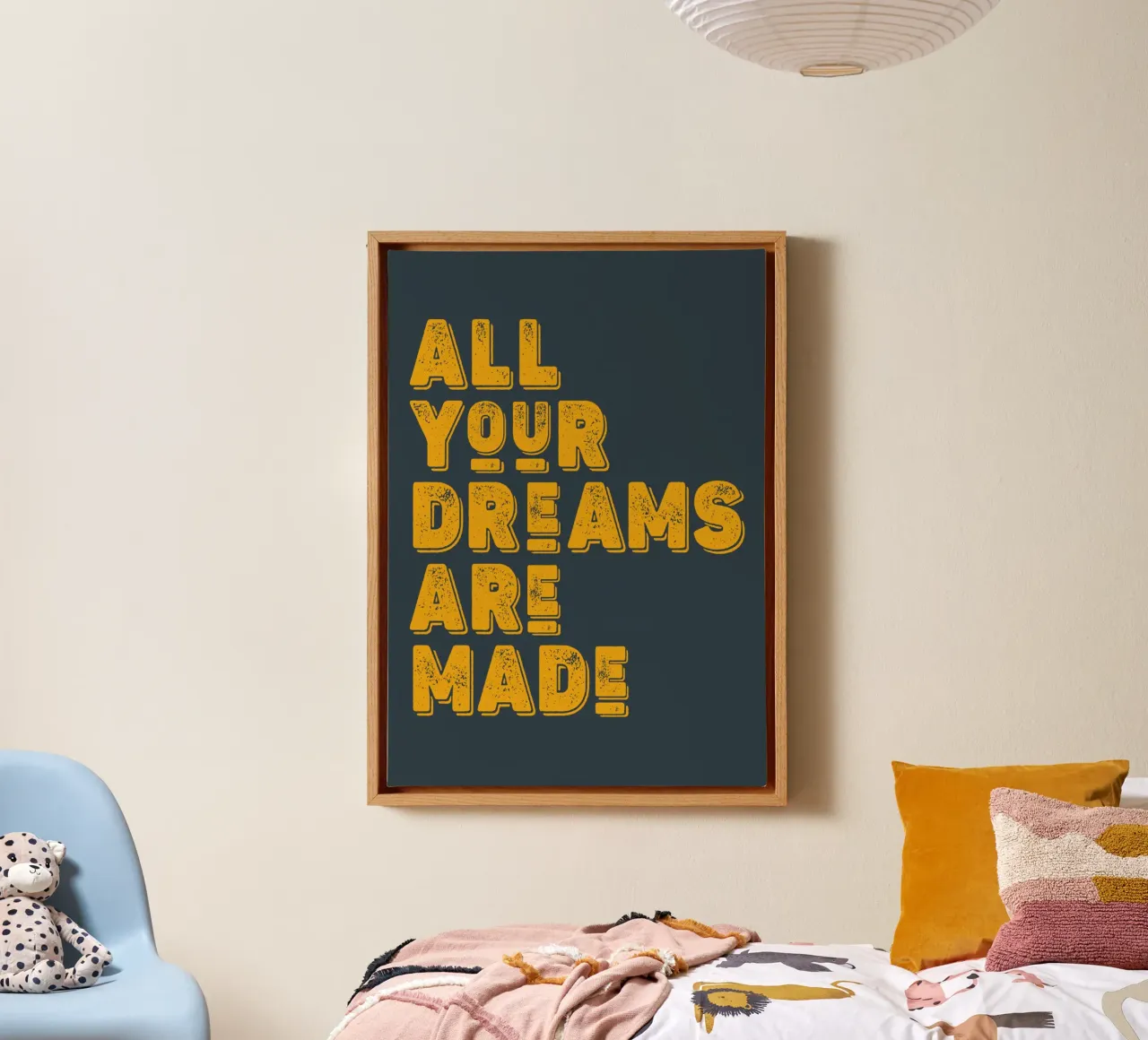 All your dreams are made tela con Cornice a cassetta da WORD & WONDER