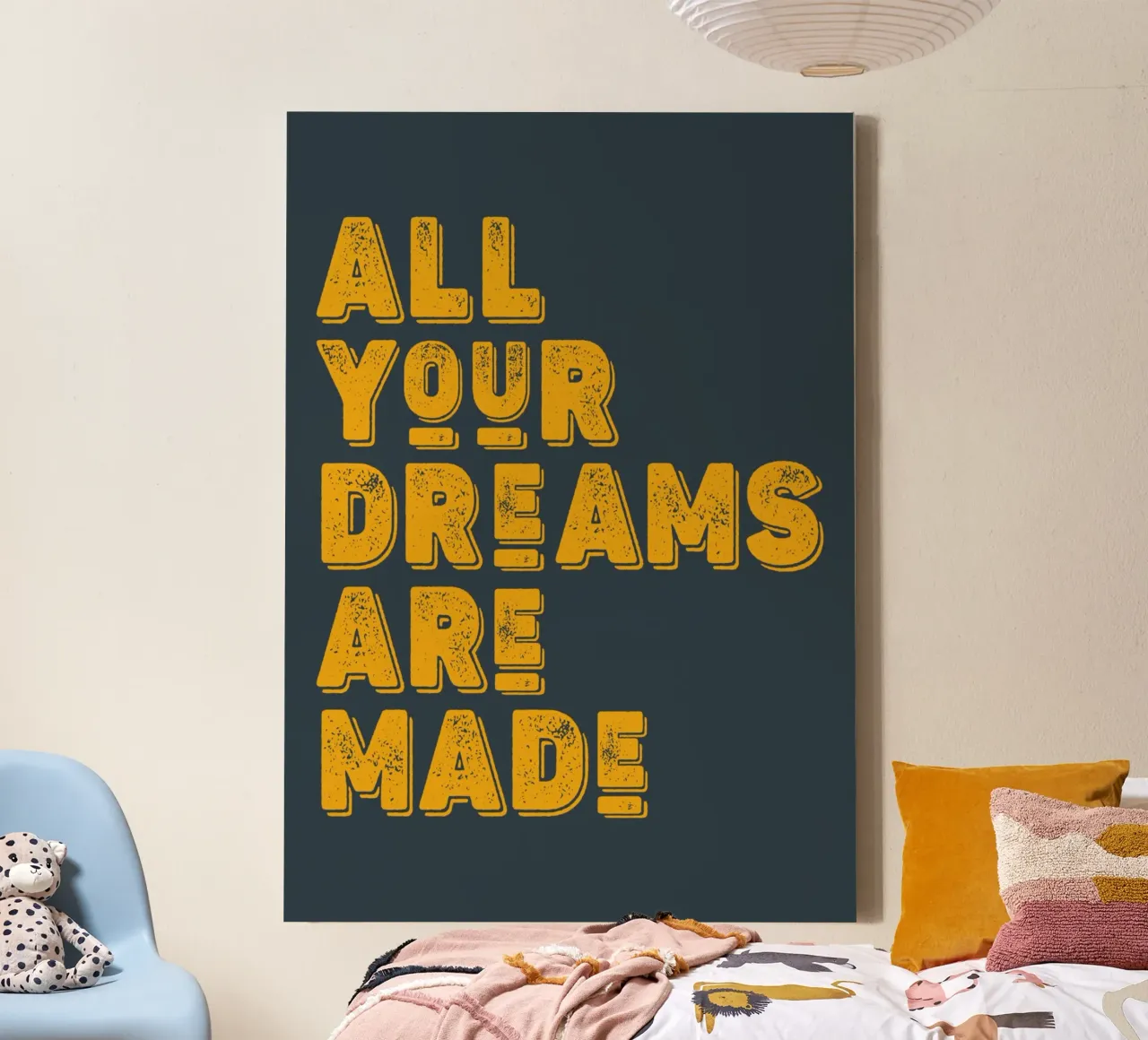 All your dreams are made tela con Cornice a cassetta da WORD & WONDER