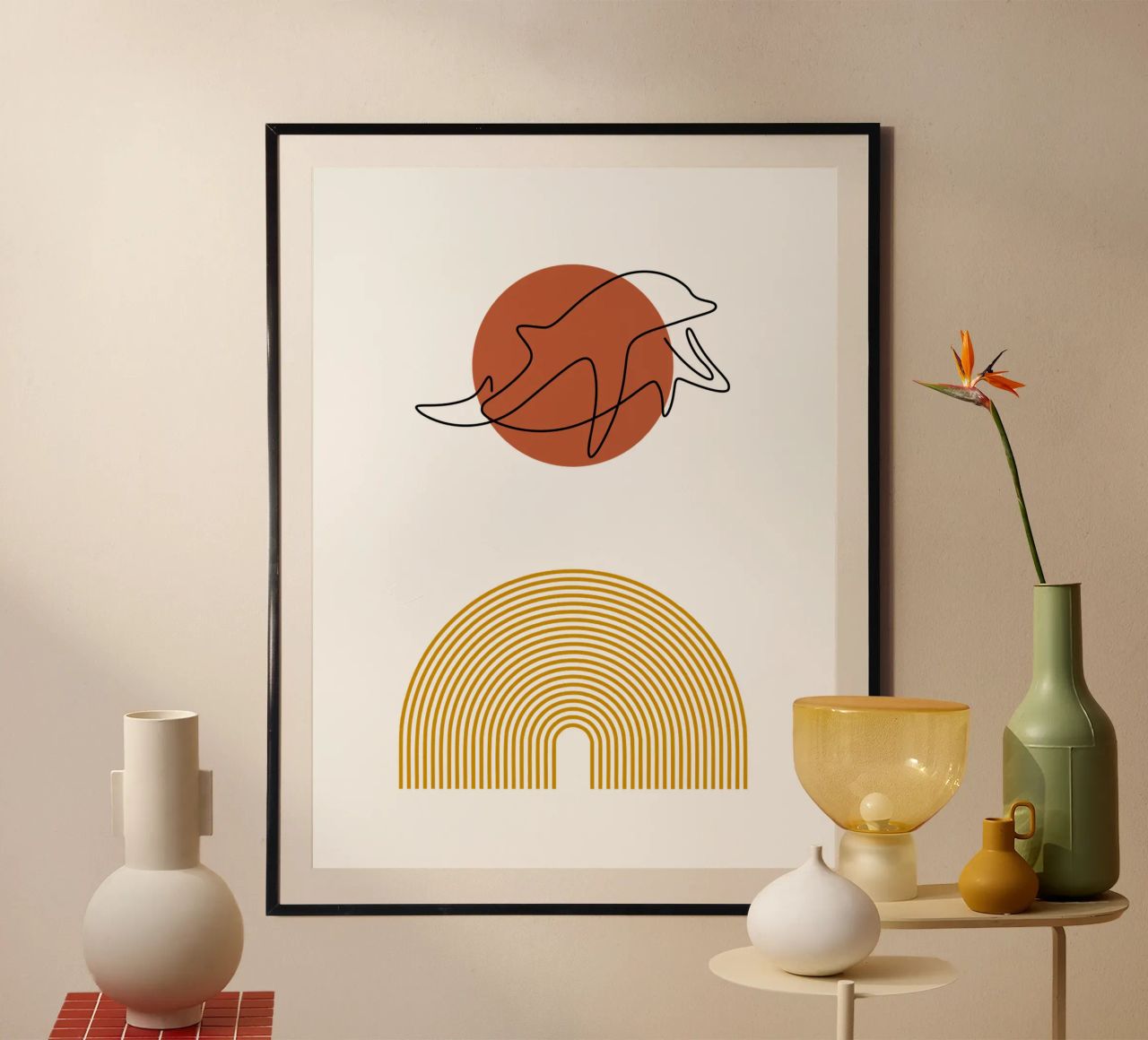 Modern minimalist dolphin Poster von YSV MINIMALIST